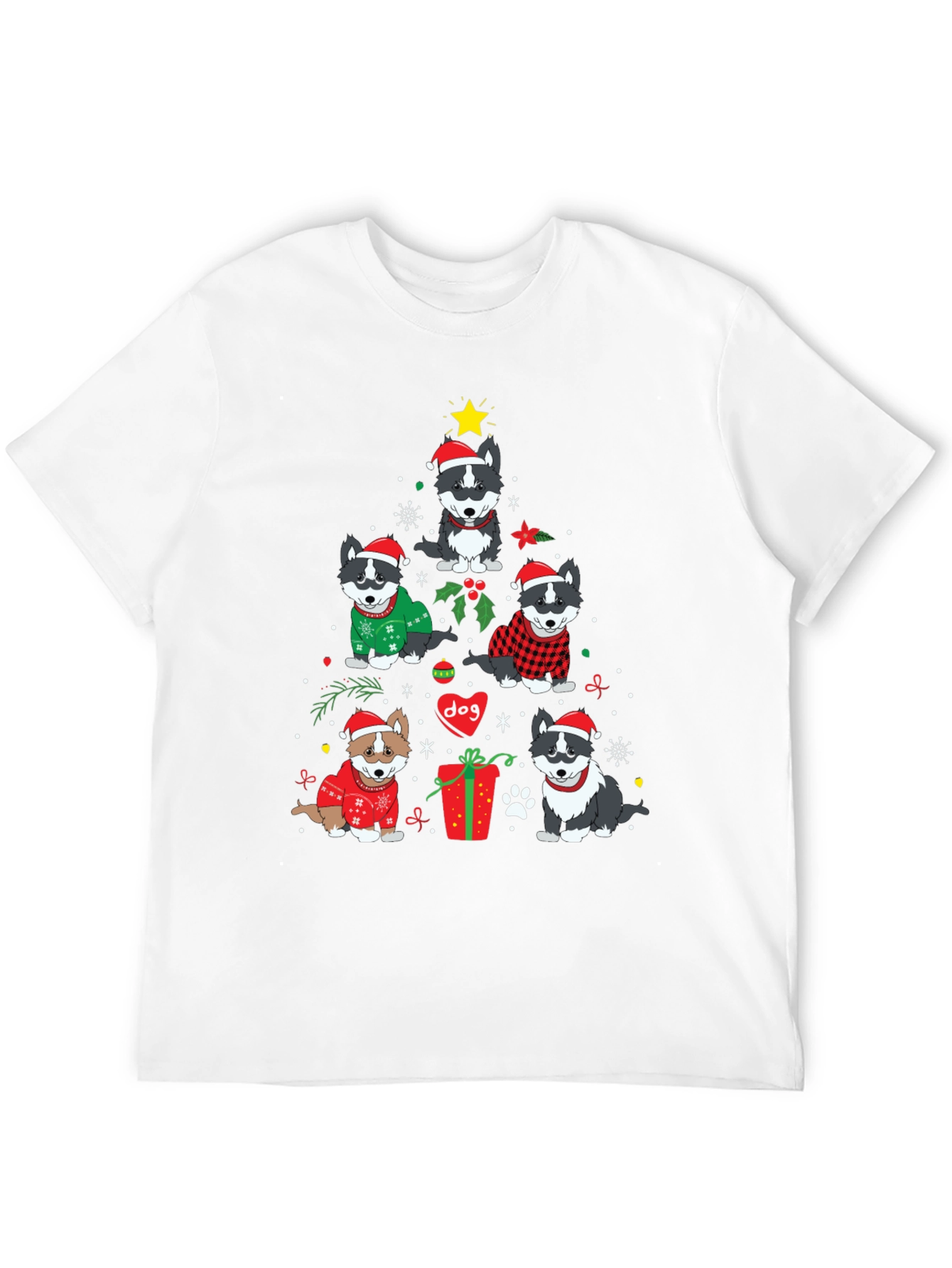 Festive Dog Christmas Tree Graphic Tee