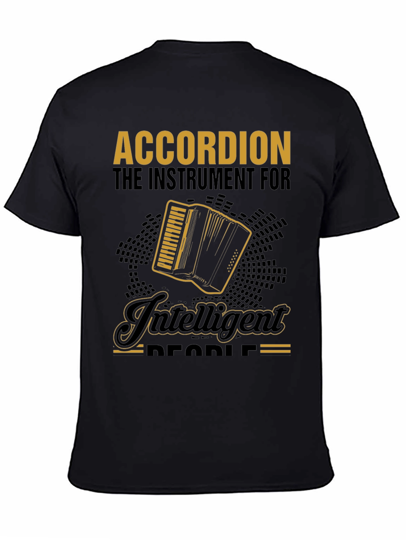 Accordion Instrument Intelligent People Black T-Shirt