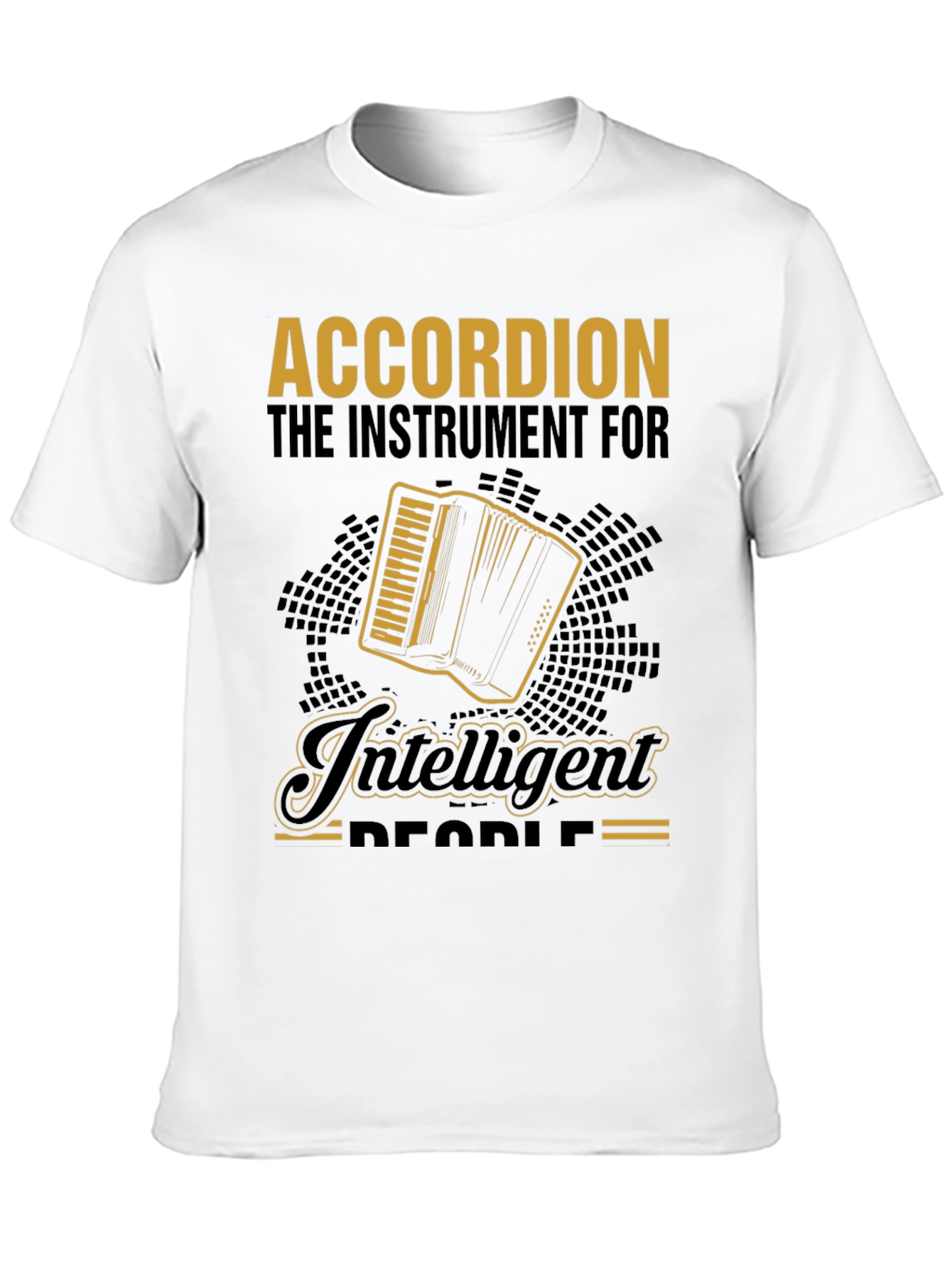 Accordion Instrument Intelligent People Black T-Shirt