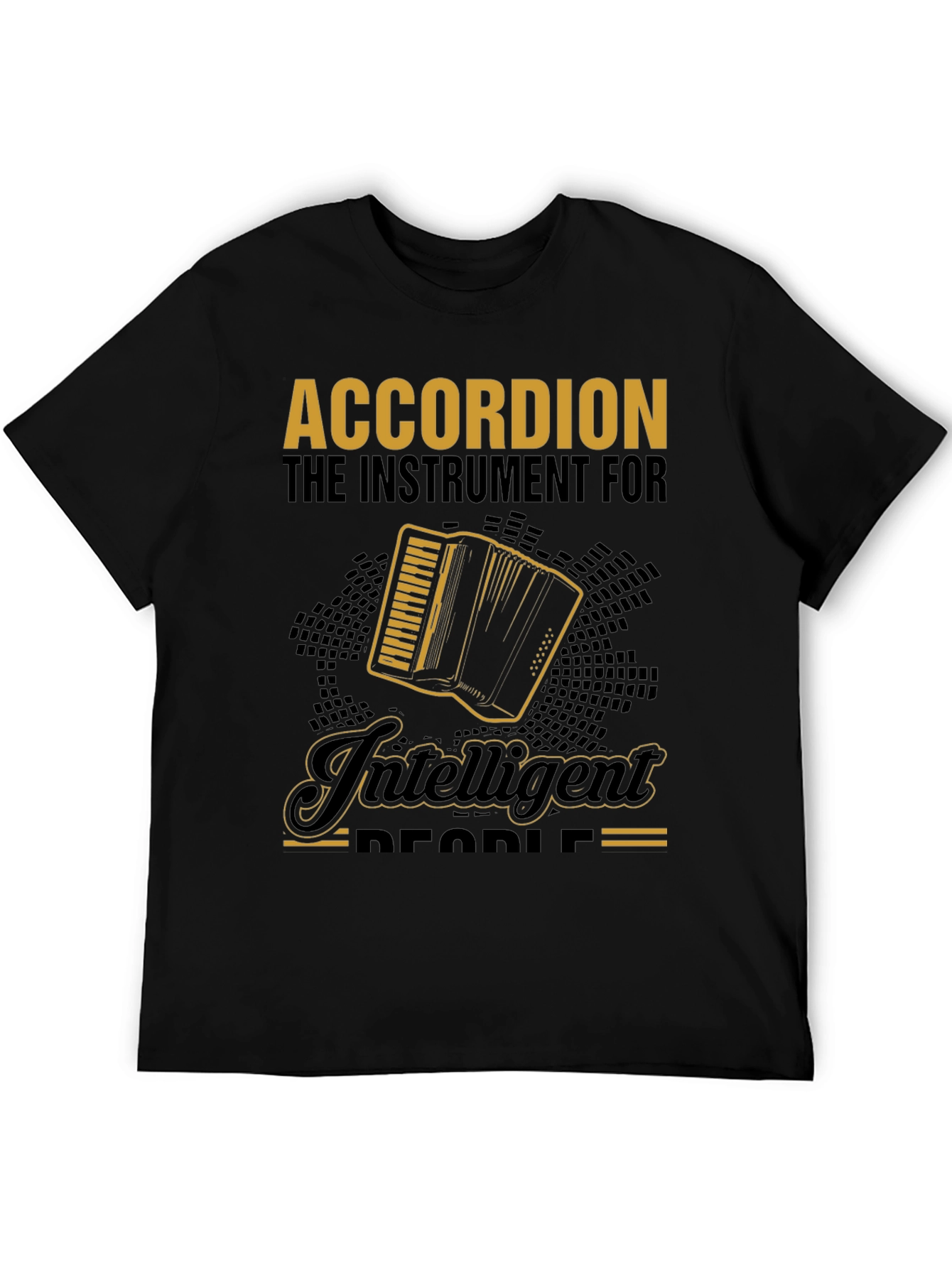 Accordion Instrument Intelligent People Black T-Shirt