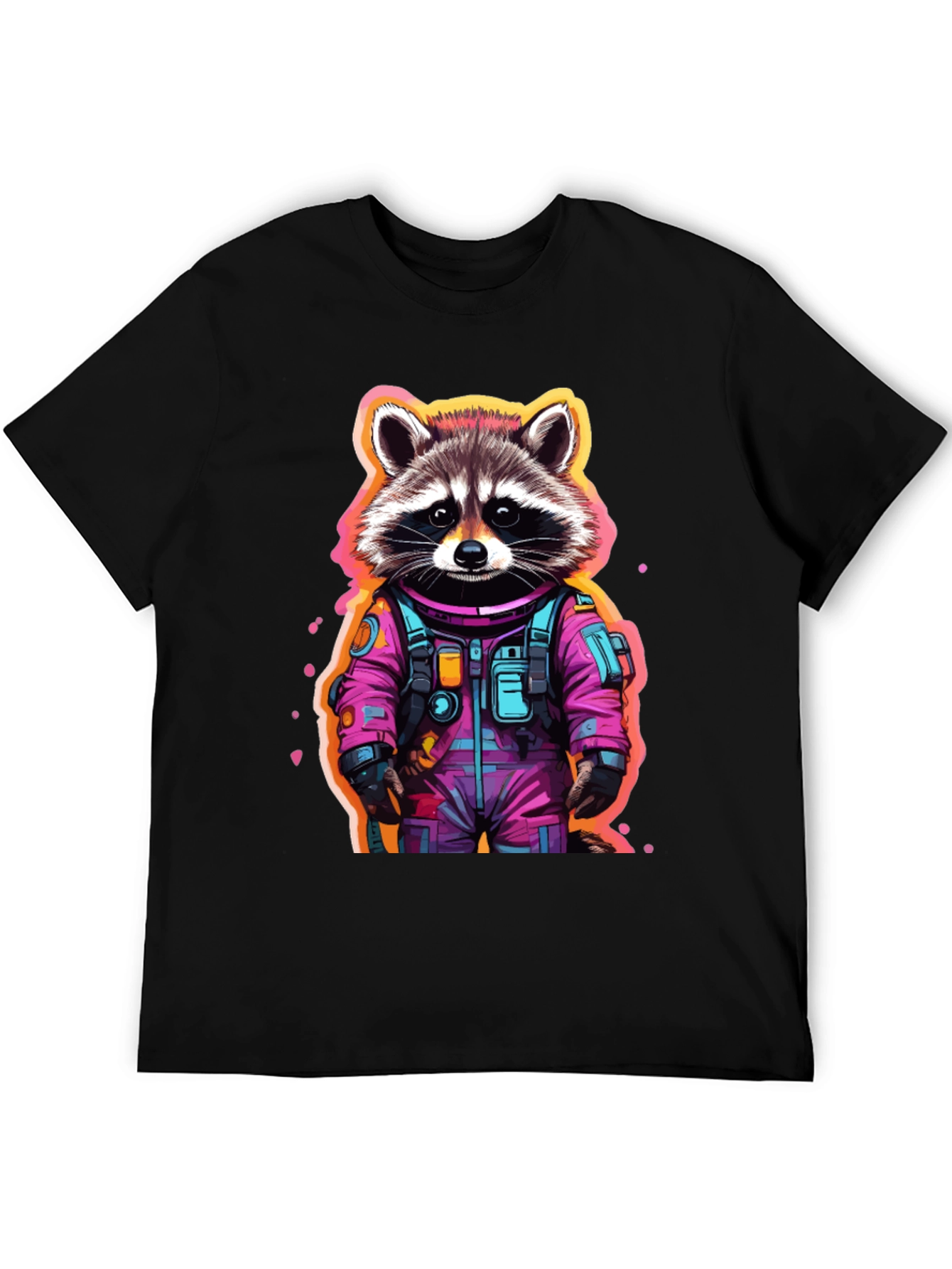 Astronaut Raccoon Graphic T-Shirt - Black
