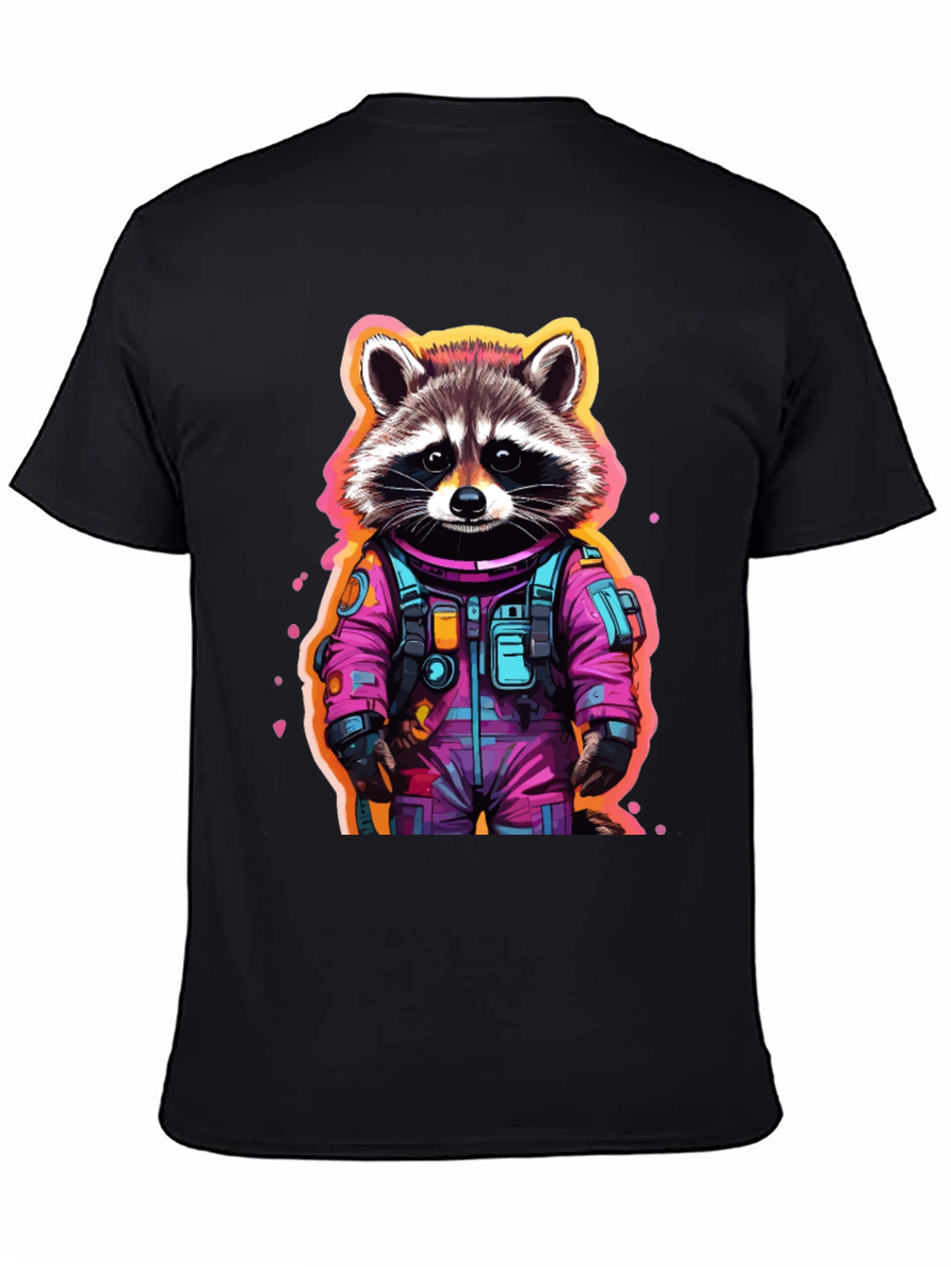 Astronaut Raccoon Graphic T-Shirt - Black