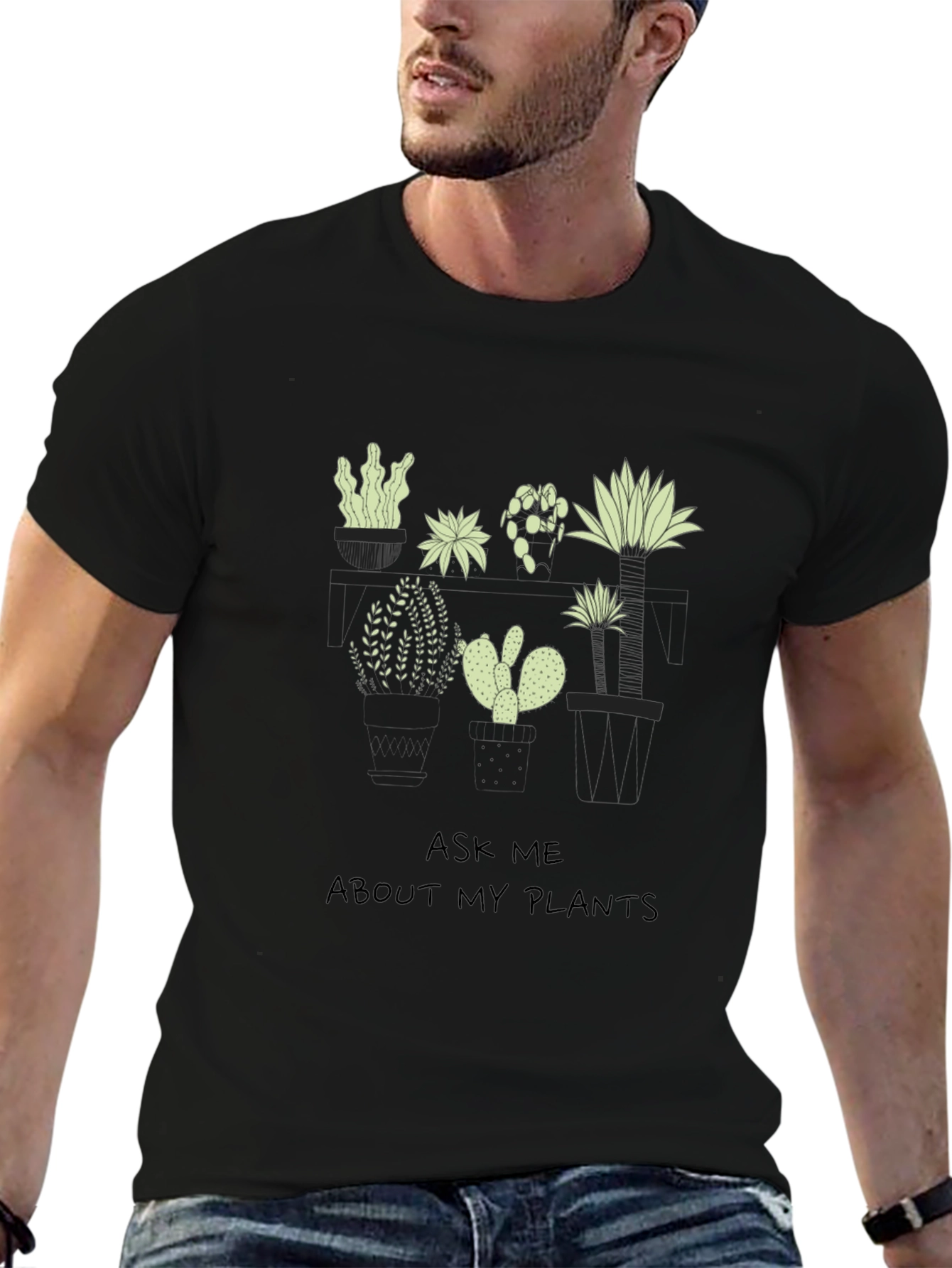 Botanical Print T-Shirt - Ask Me About My Plants!