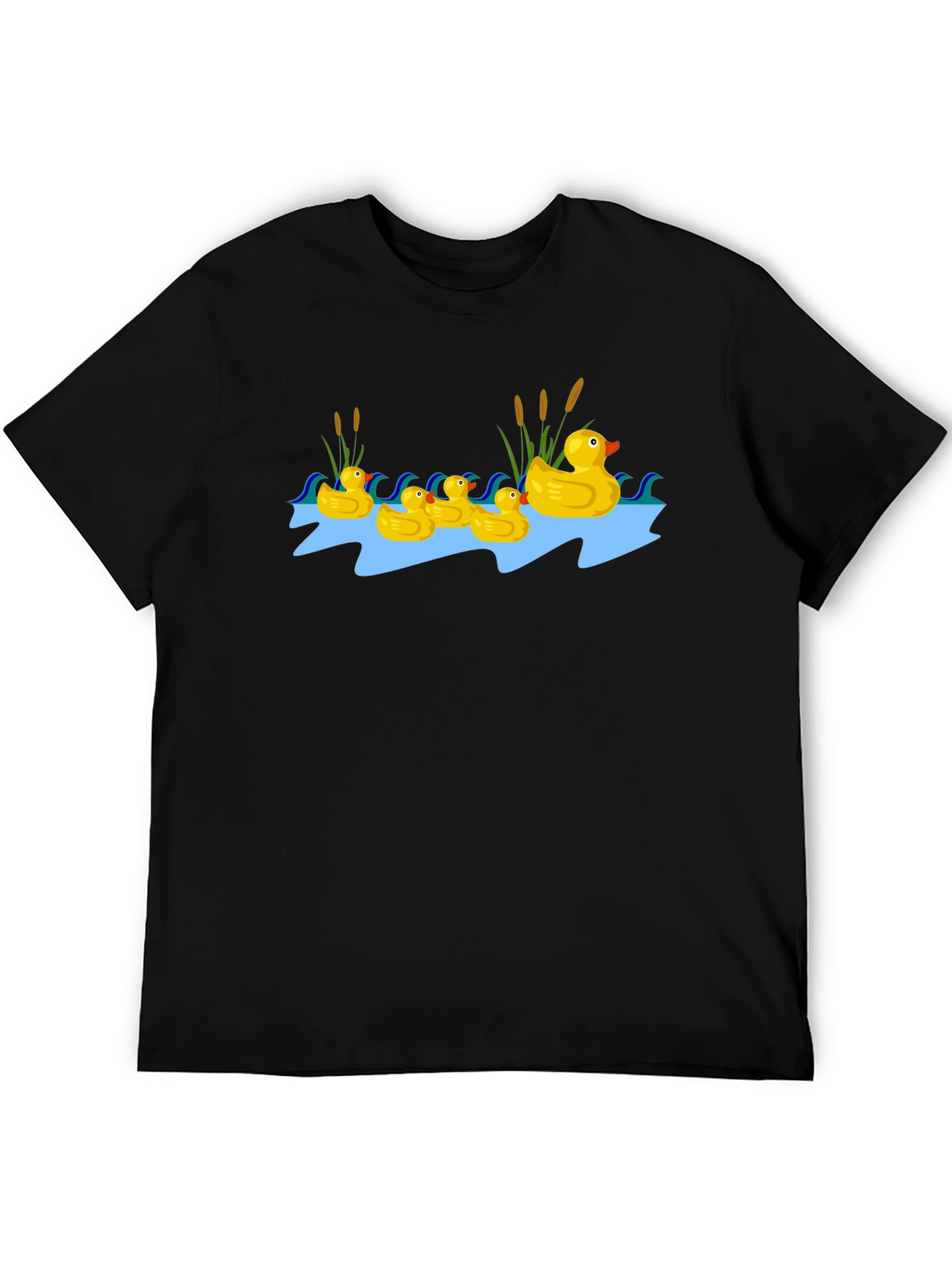 Duck Family Graphic Tee - Black Cotton T-Shirt