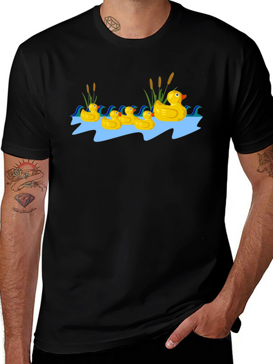 Duck Family Graphic Tee - Black Cotton T-Shirt
