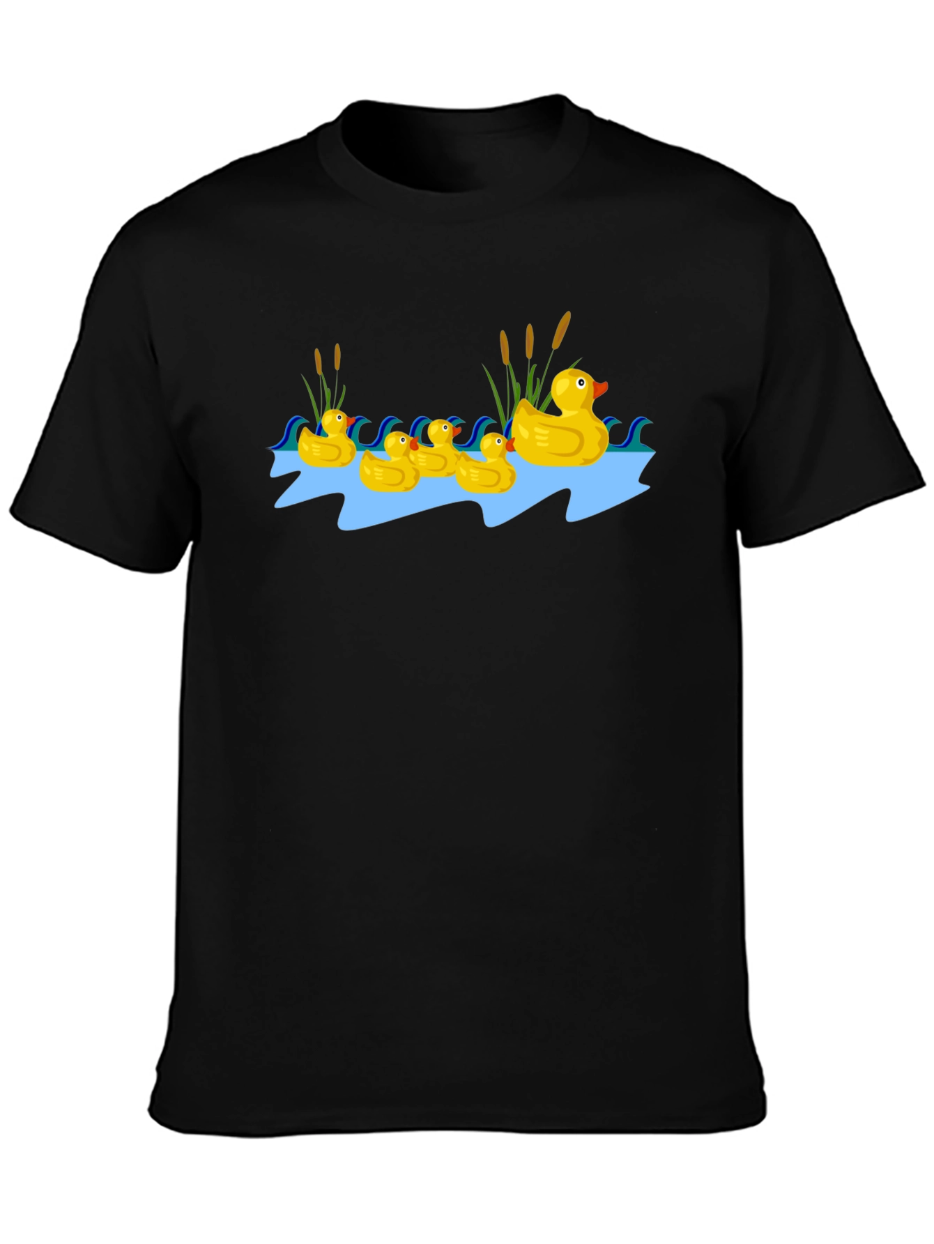 Duck Family Graphic Tee - Black Cotton T-Shirt