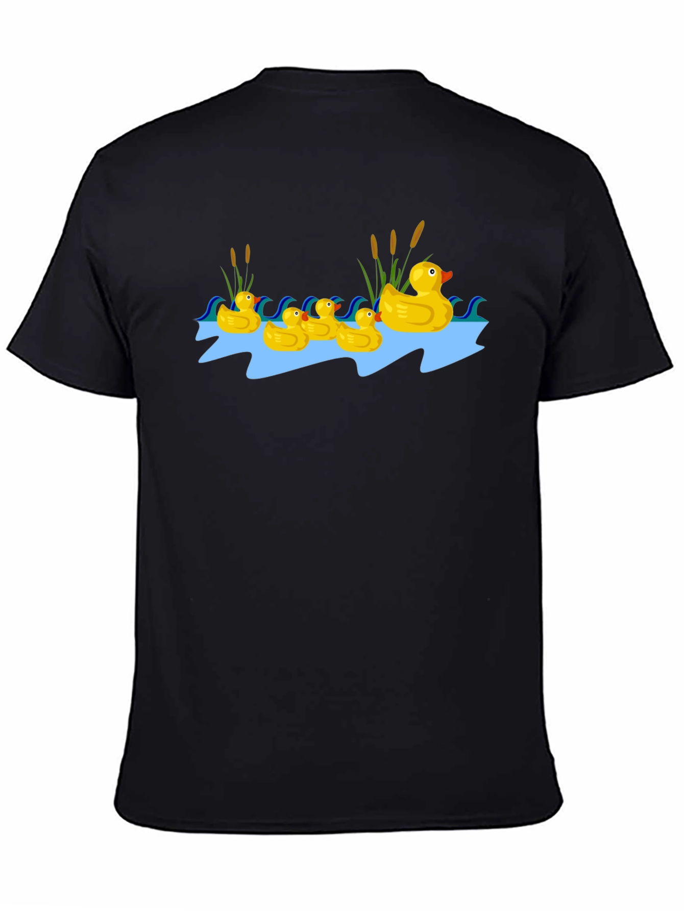 Duck Family Graphic Tee - Black Cotton T-Shirt