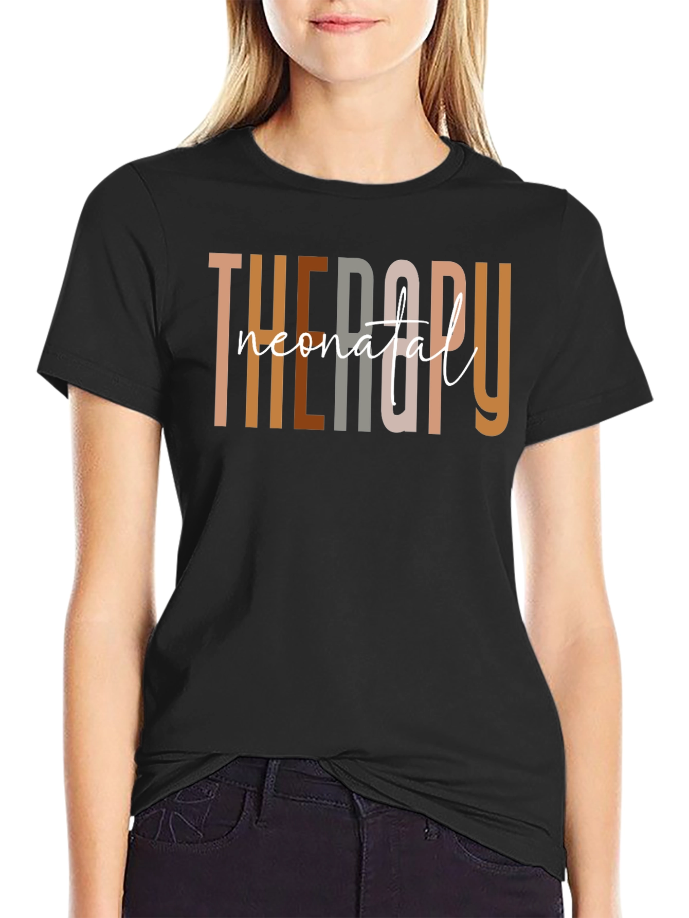 Neonatal Therapy Black Cotton T-Shirt