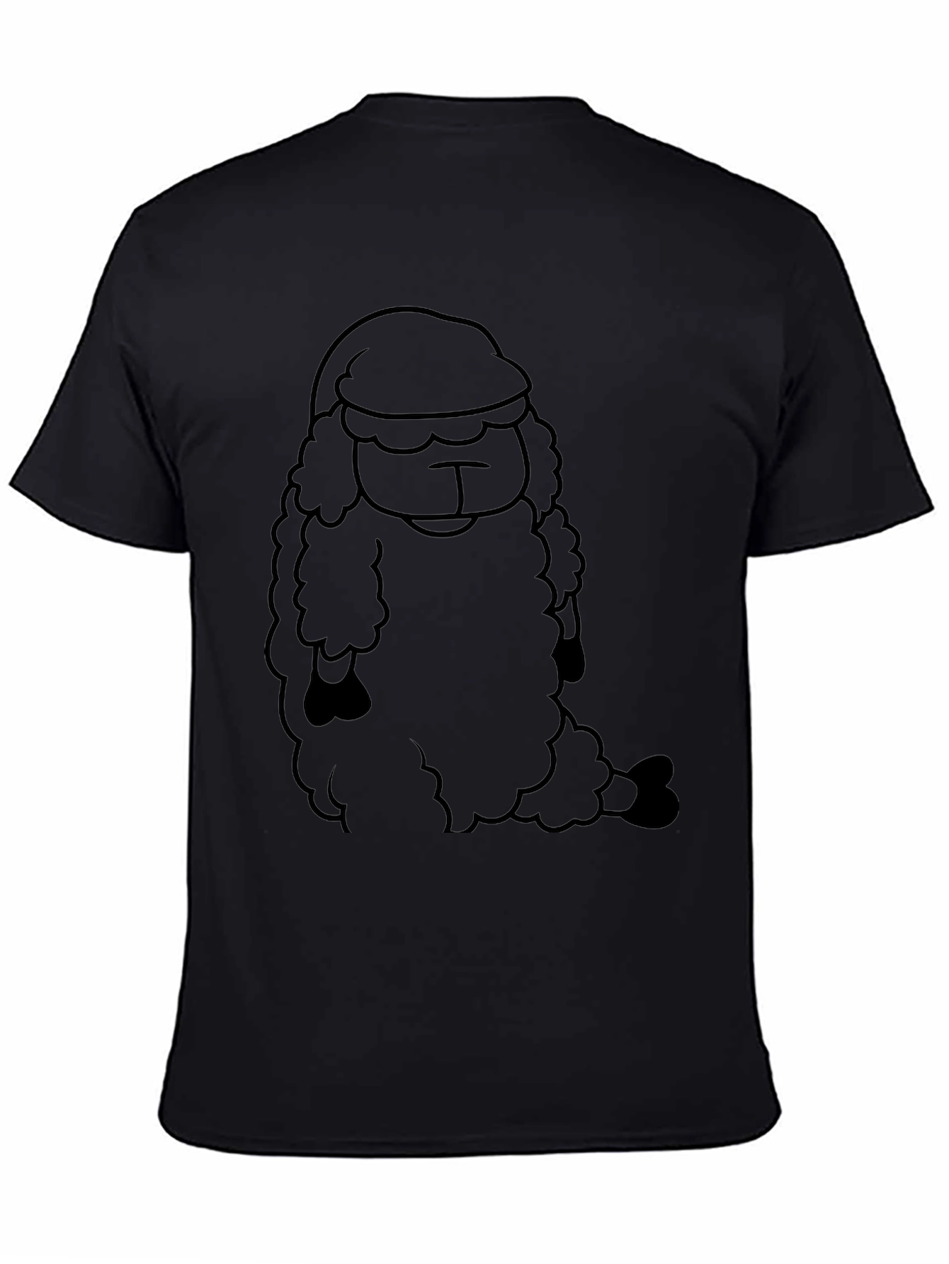 Funny Sheep in Hat Black T-Shirt