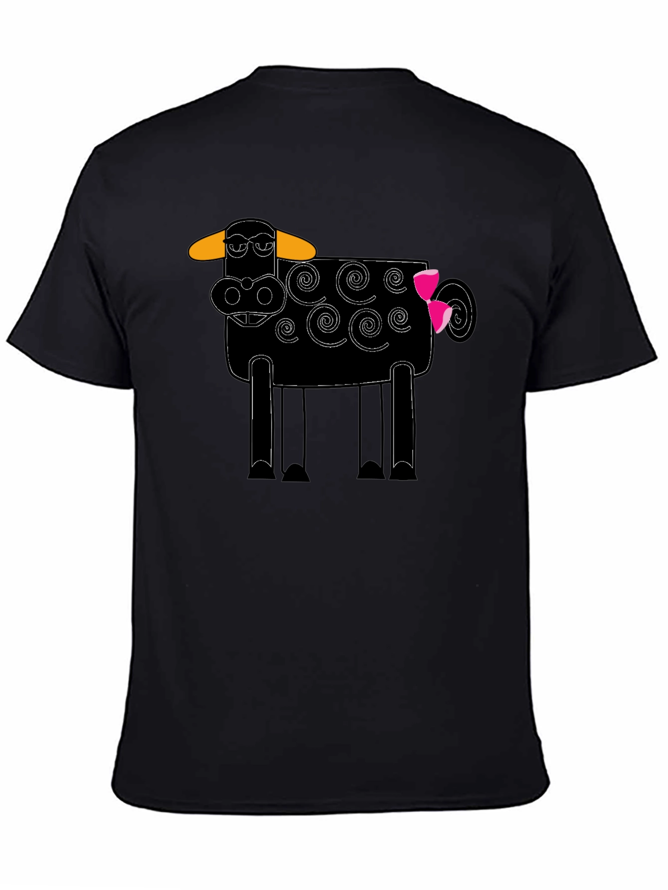 Whimsical Cow Graphic Tee - Black Cotton Blend