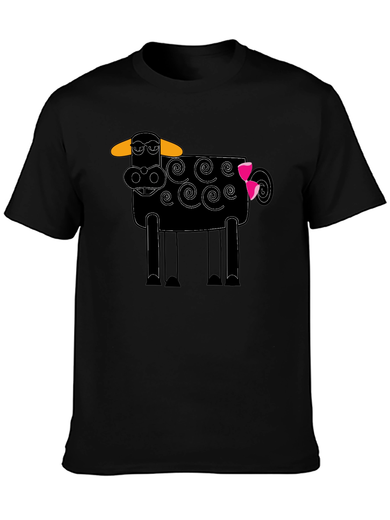 Whimsical Cow Graphic Tee - Black Cotton Blend