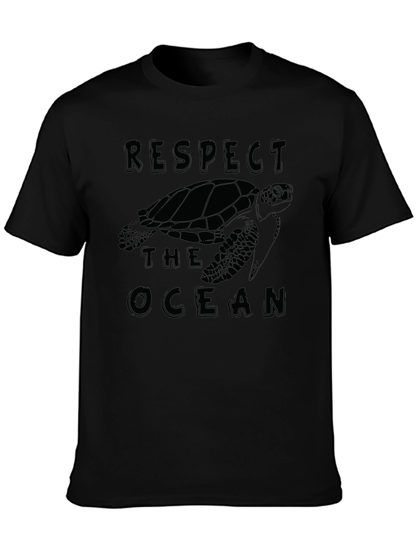 Respect The Ocean Turtle Graphic Tee - Black