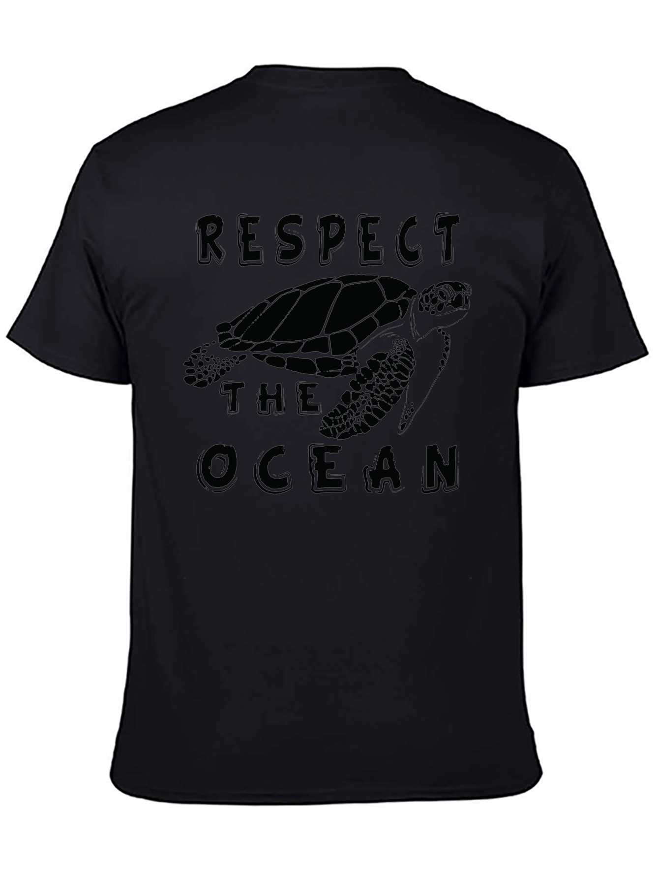 Respect The Ocean Turtle Graphic Tee - Black