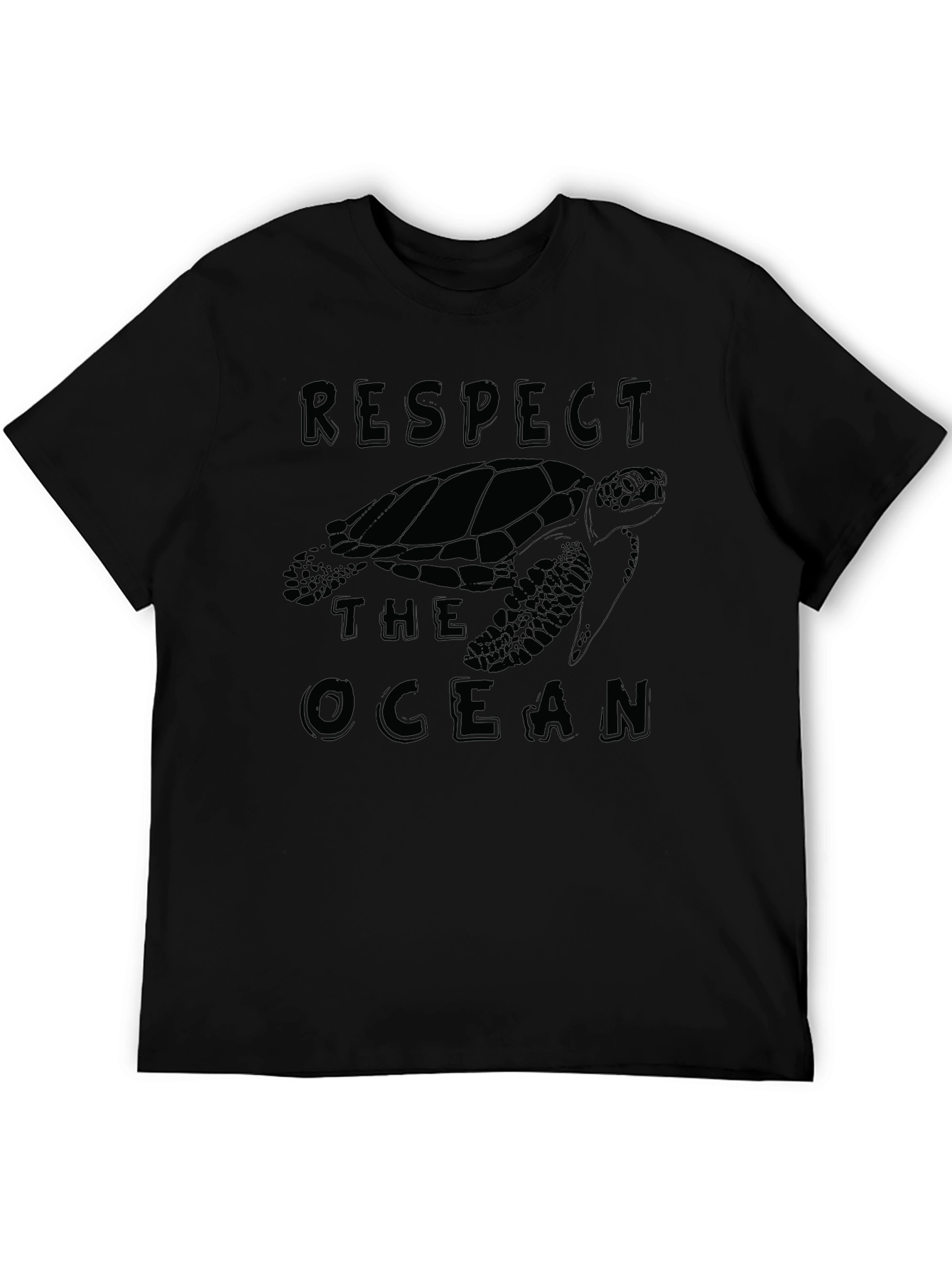 Respect The Ocean Turtle Graphic Tee - Black