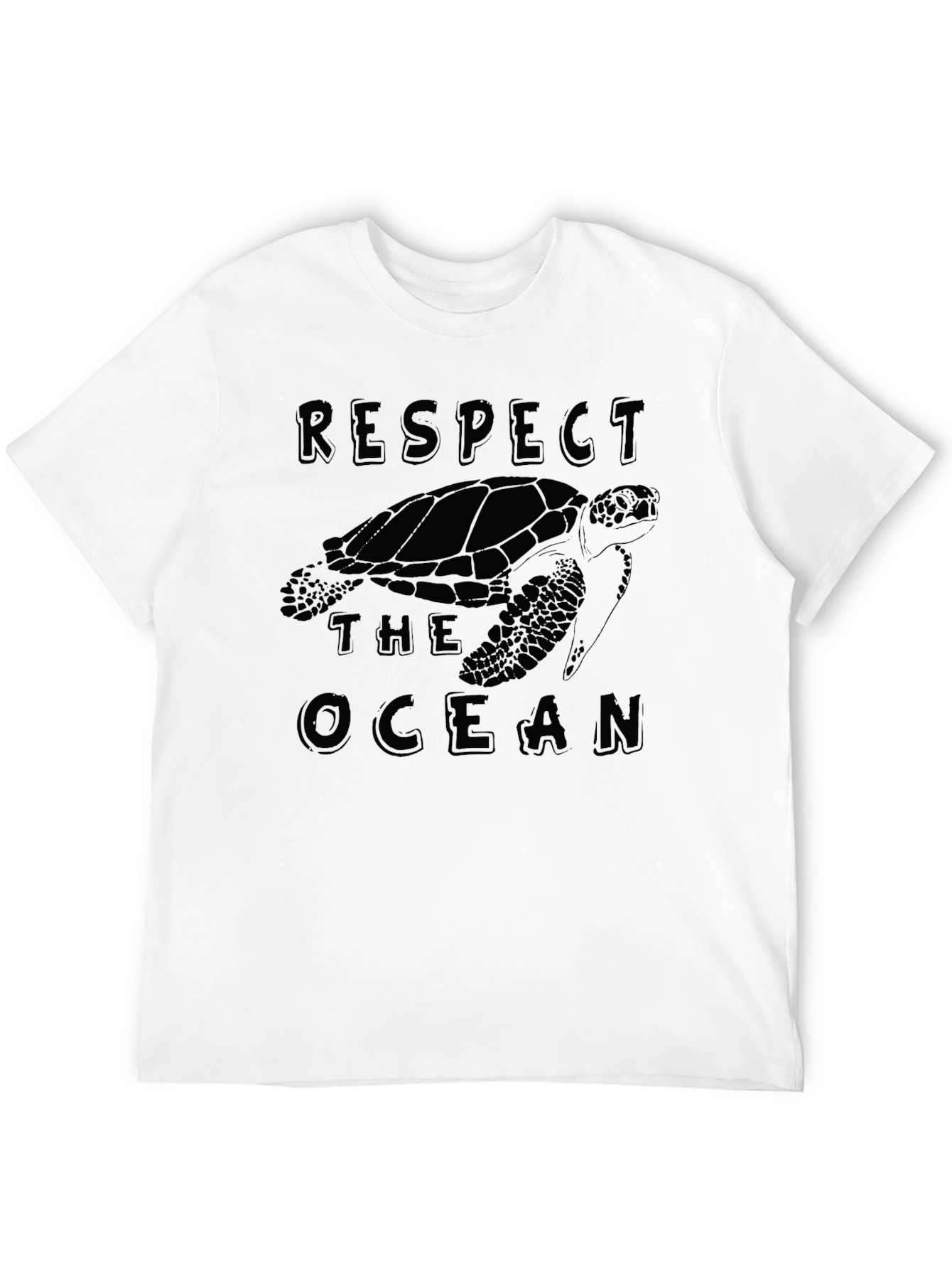 Respect The Ocean Turtle Graphic Tee - Black