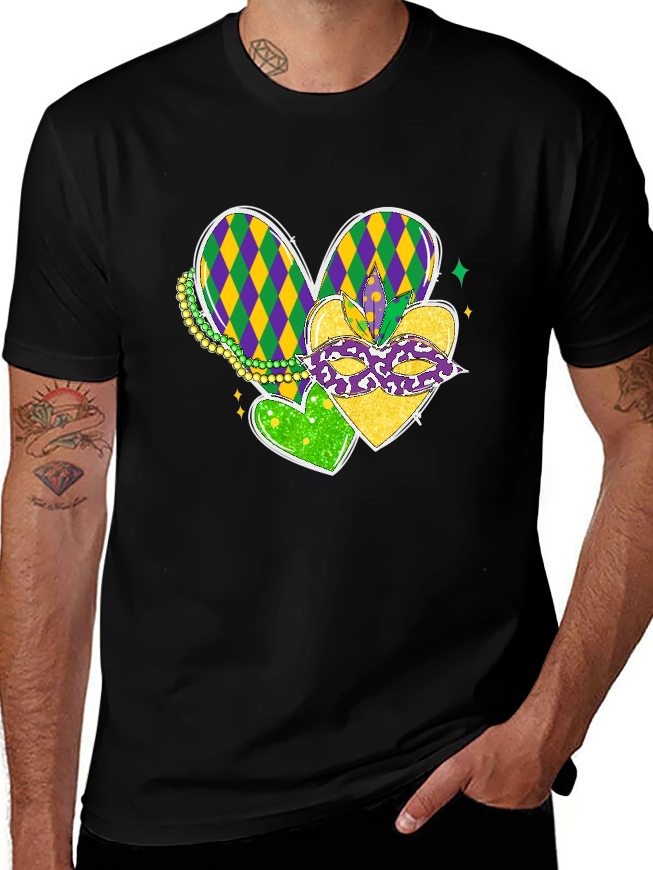 Mardi Gras Hearts T-Shirt