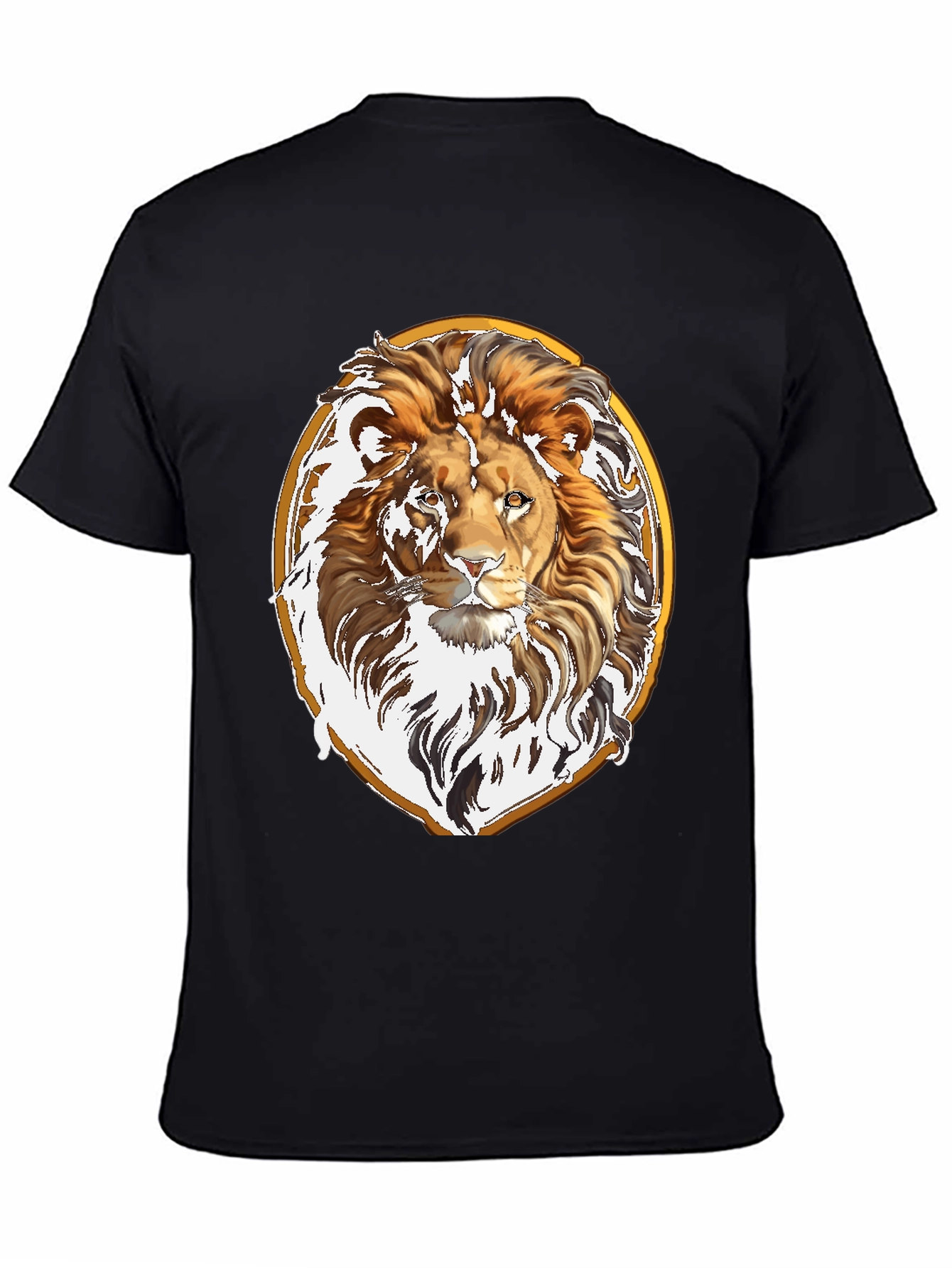 Lion Head Graphic Tee - Black Cotton Shirt