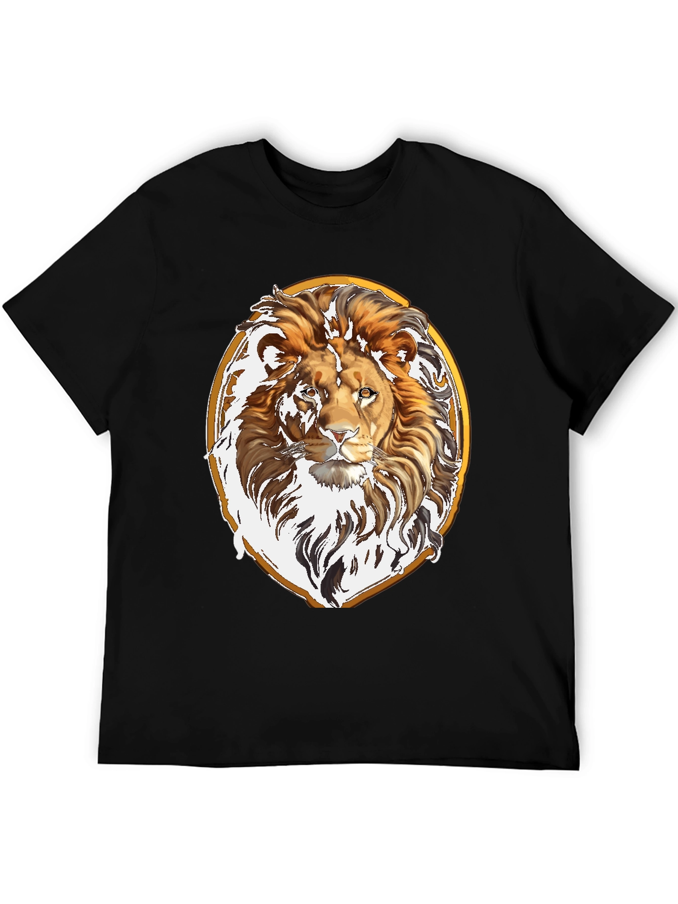 Lion Head Graphic Tee - Black Cotton Shirt