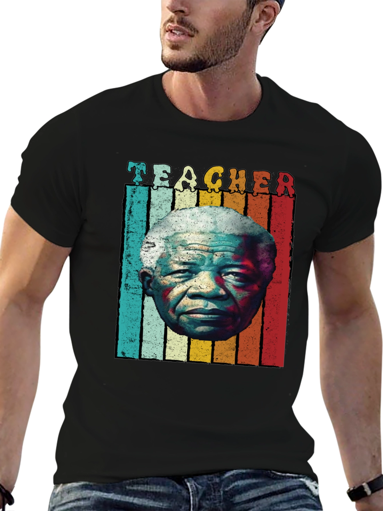 Teacher Mandela Retro Style Graphic T-Shirt