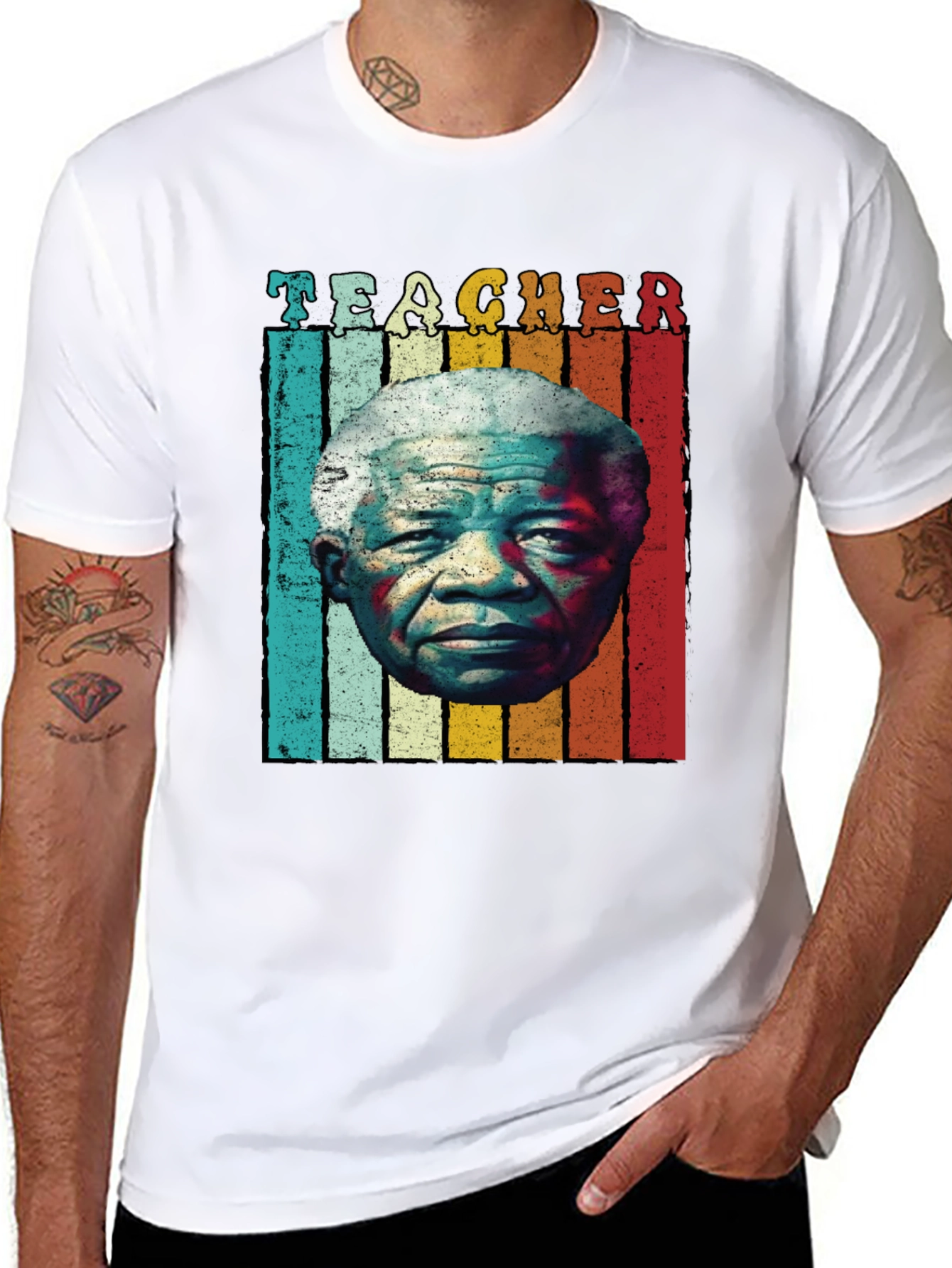 Teacher Mandela Retro Style Graphic T-Shirt