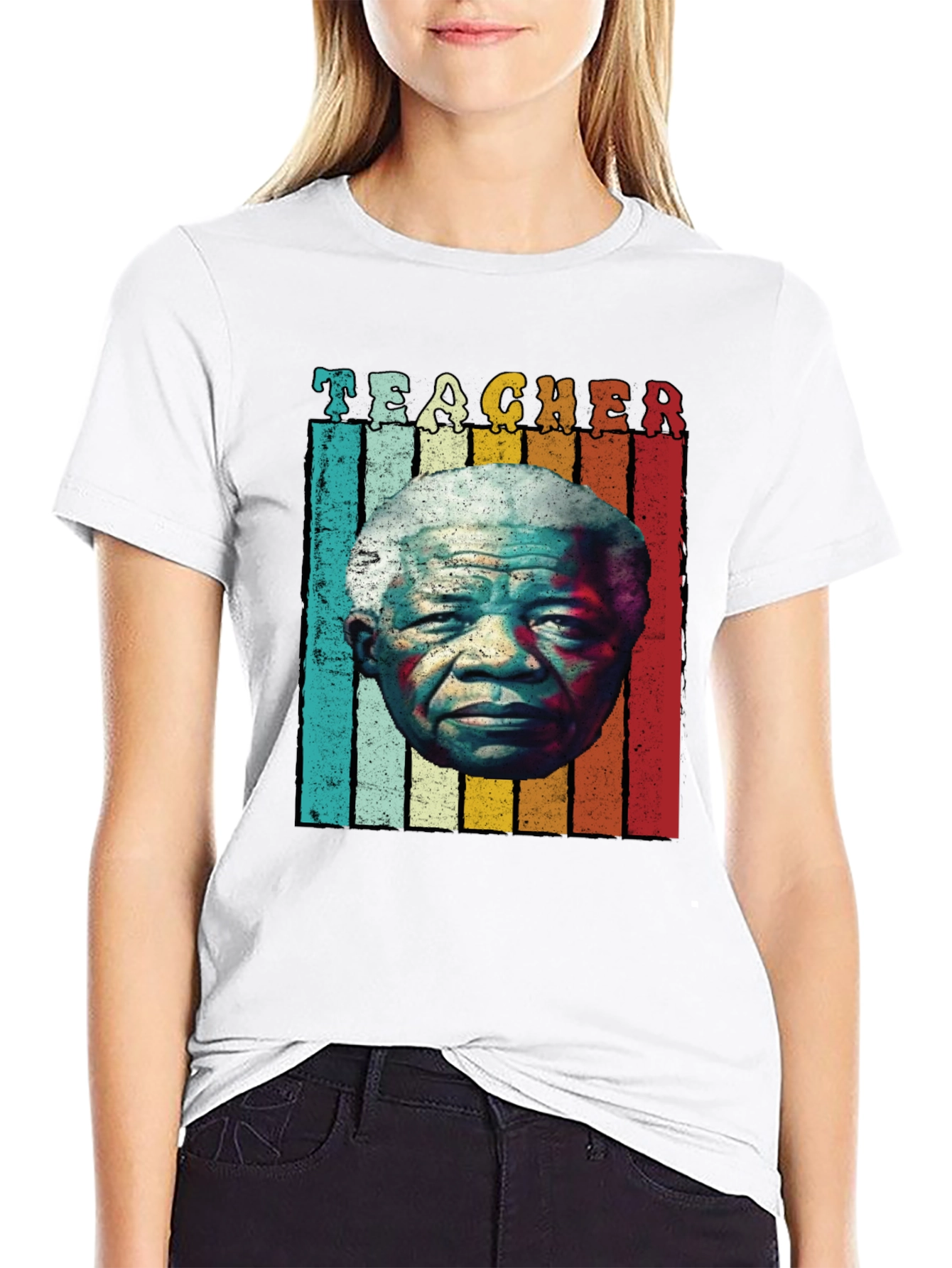 Teacher Mandela Retro Style Graphic T-Shirt