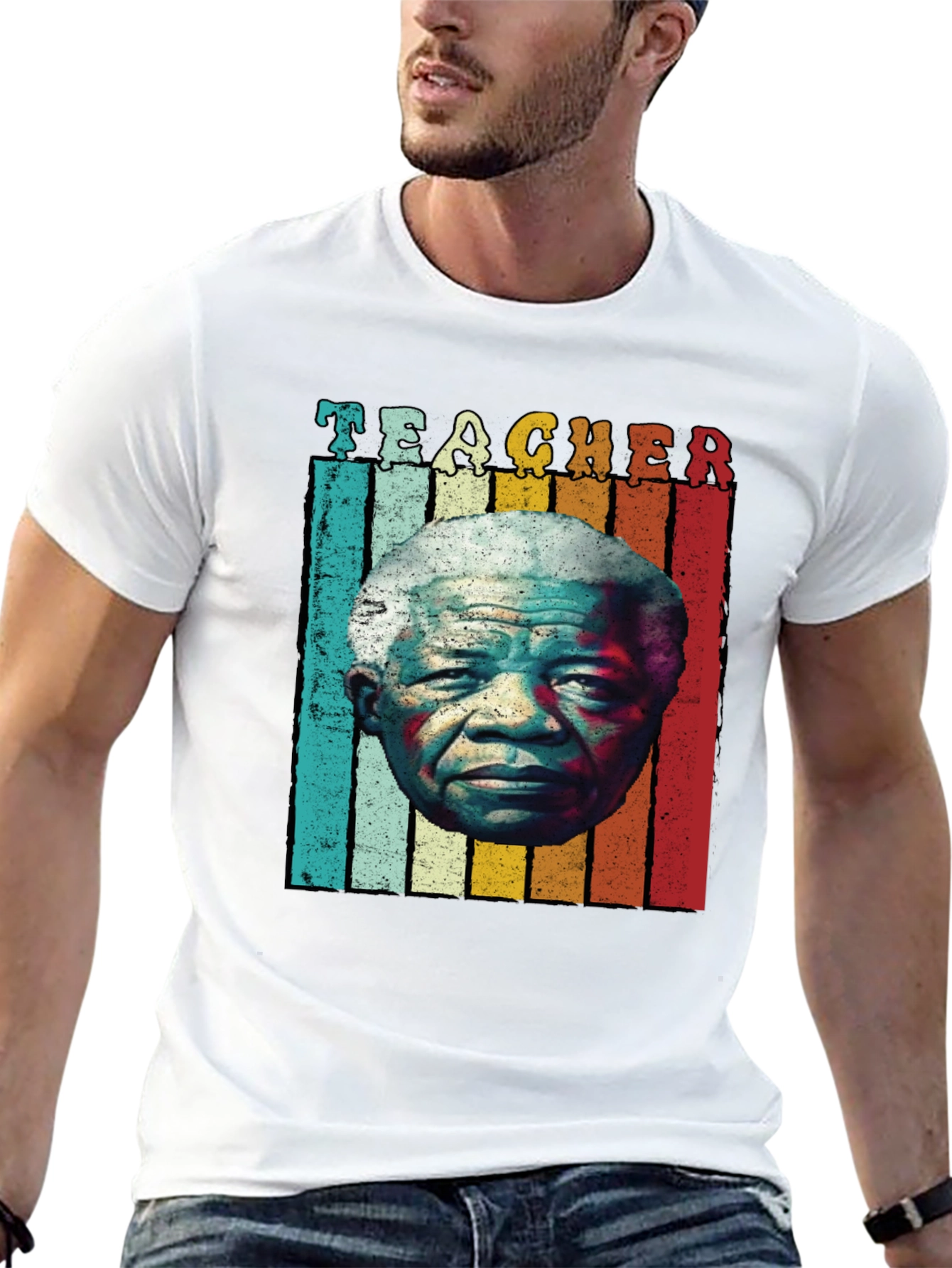 Teacher Mandela Retro Style Graphic T-Shirt