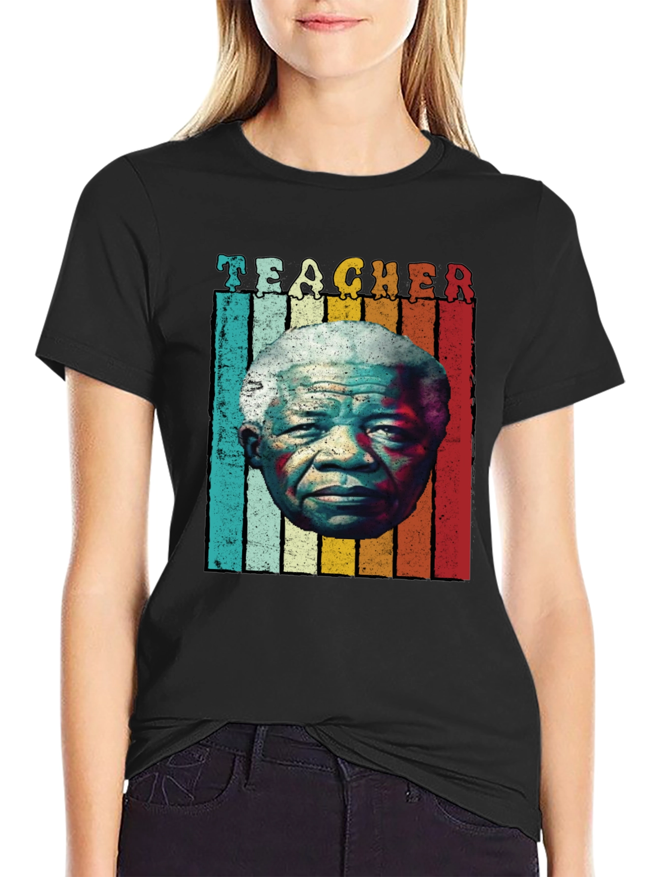Teacher Mandela Retro Style Graphic T-Shirt