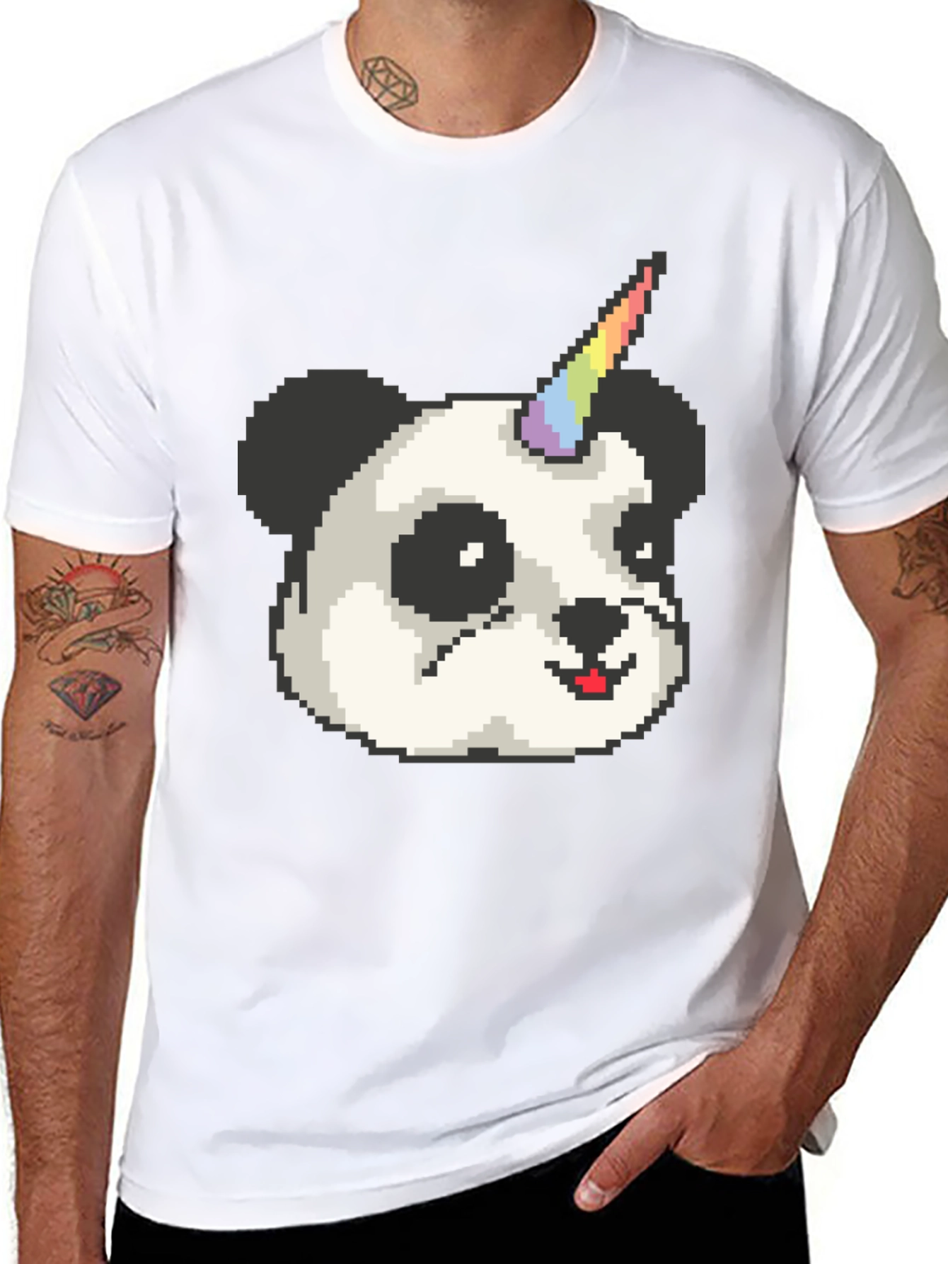 Pixel Panda Unicorn T-Shirt - Black