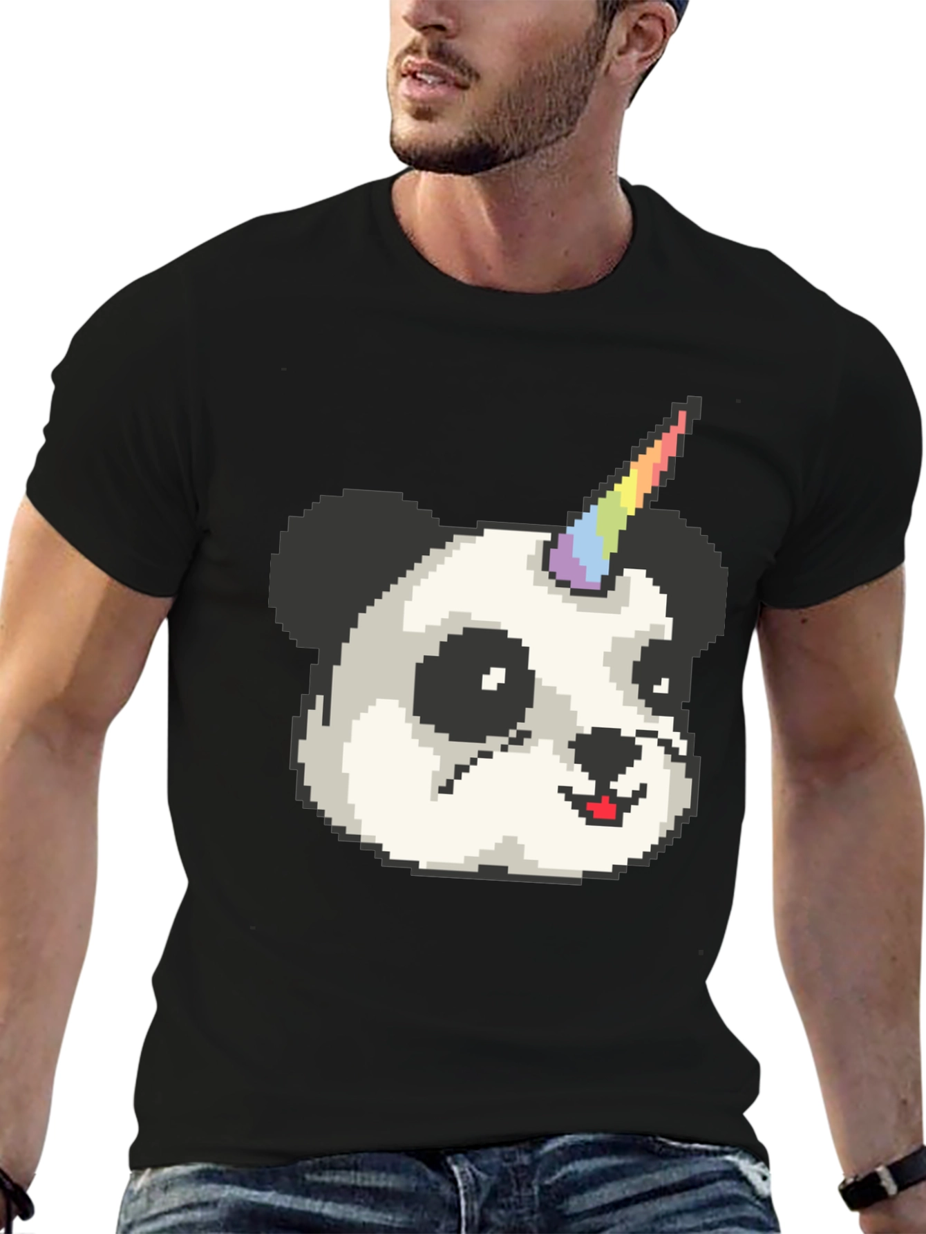 Pixel Panda Unicorn T-Shirt - Black