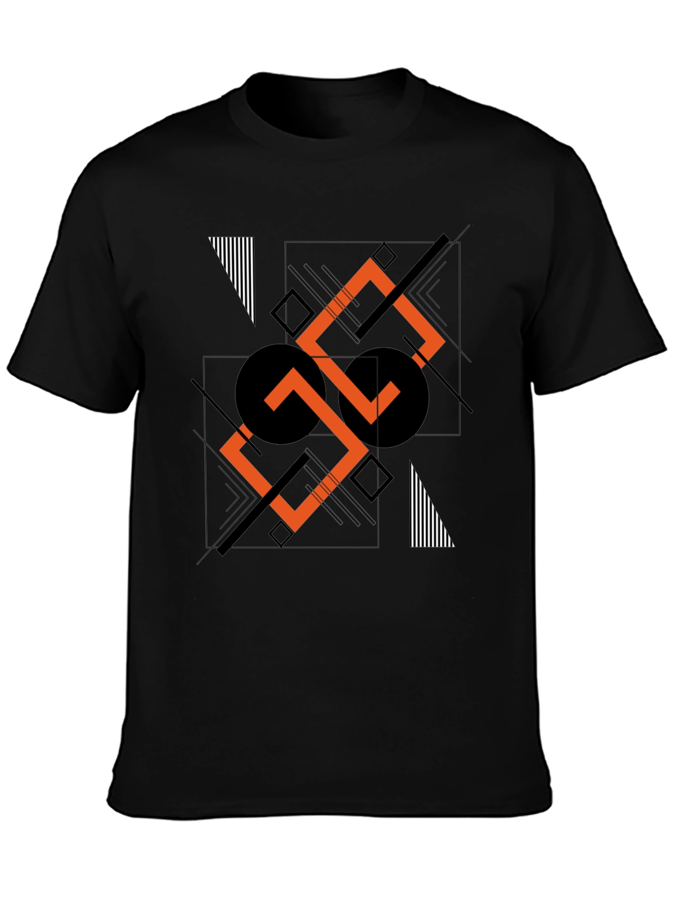 Abstract Geometric Print Black T-Shirt