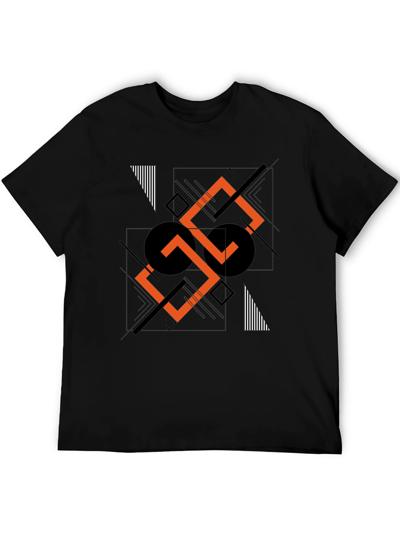Abstract Geometric Print Black T-Shirt