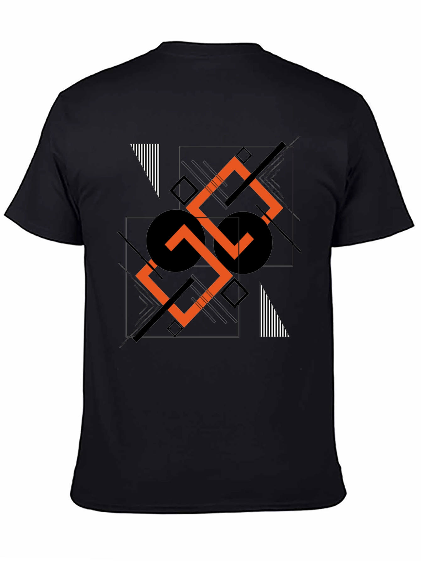 Abstract Geometric Print Black T-Shirt