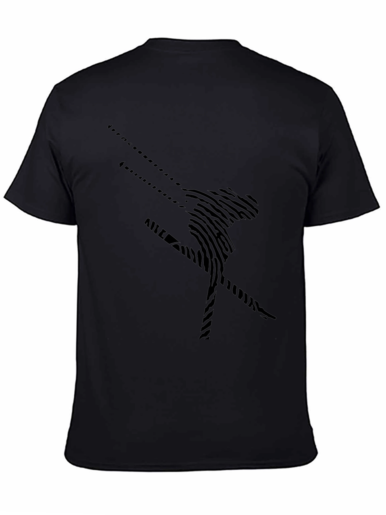 Abstract Skier Black T-Shirt - Unique Design