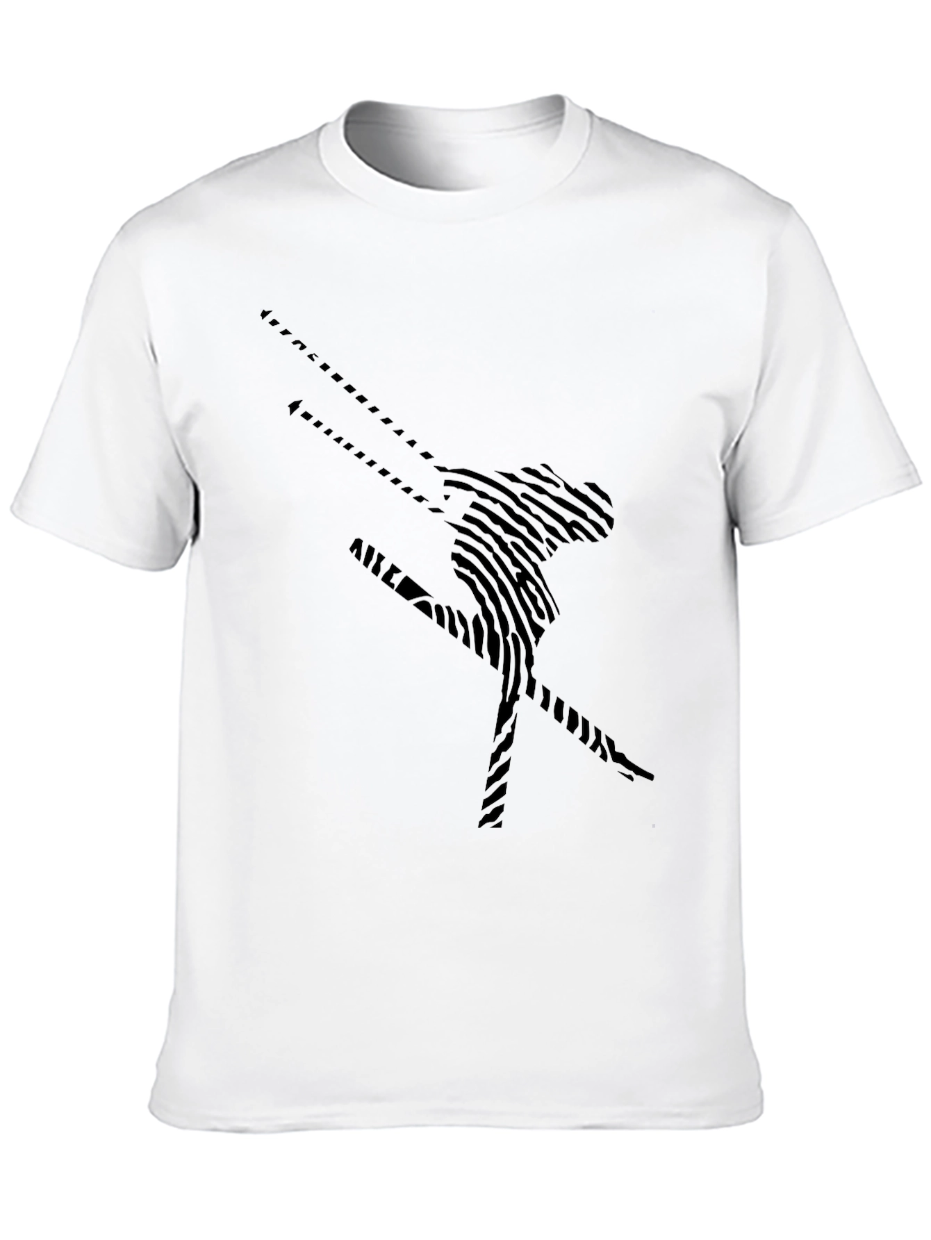 Abstract Skier Black T-Shirt - Unique Design