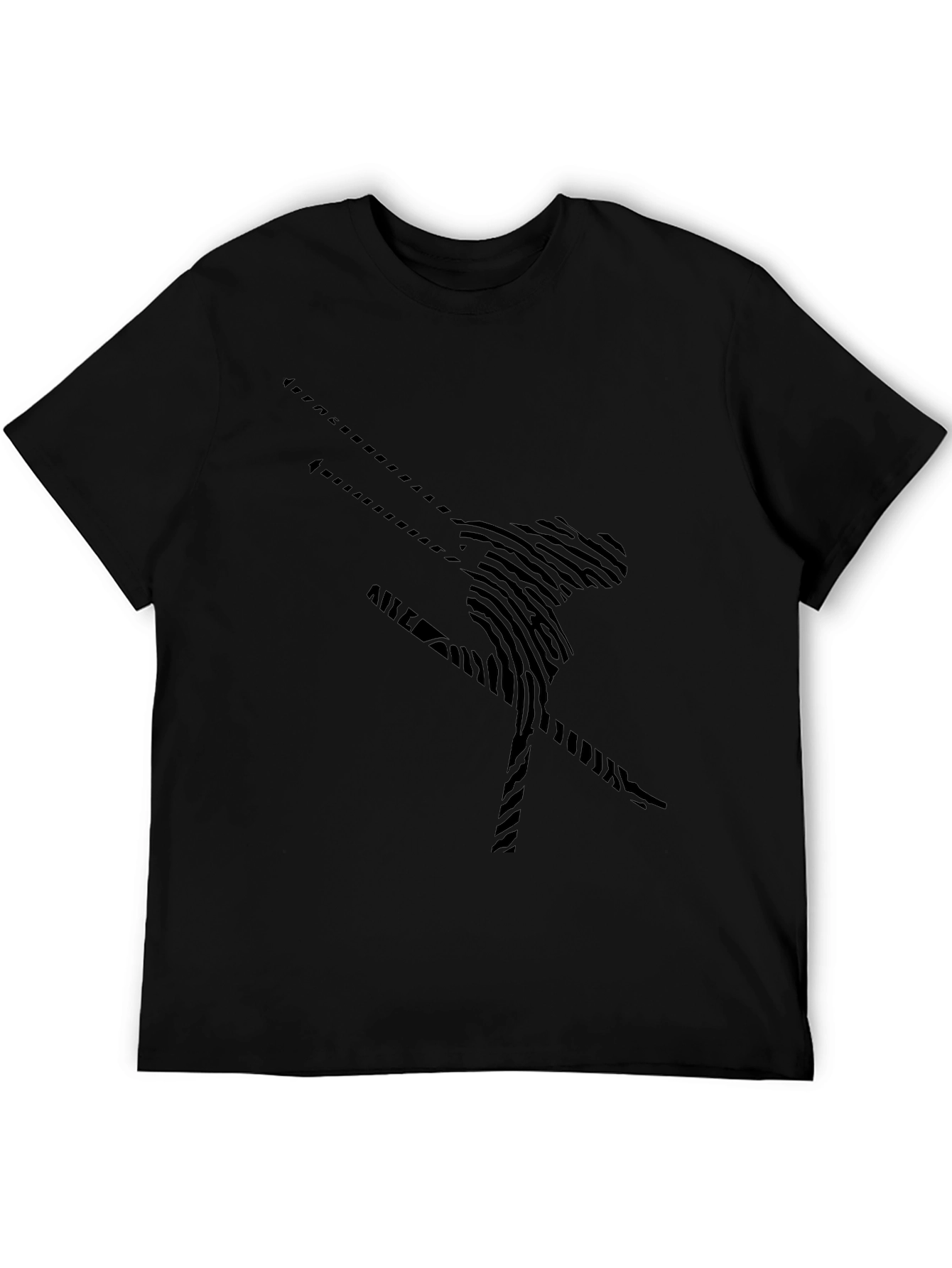 Abstract Skier Black T-Shirt - Unique Design