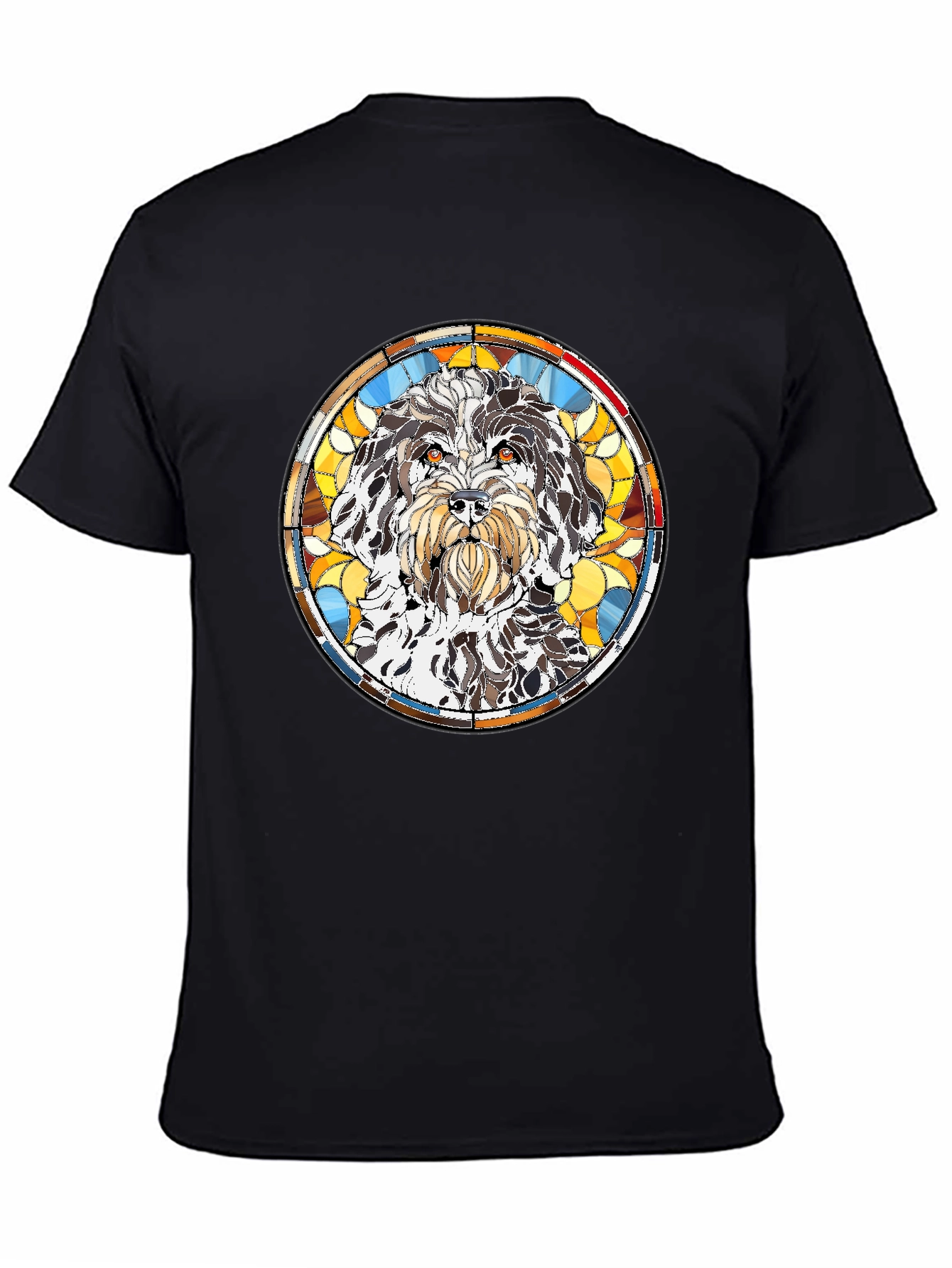 Stained Glass Dog Breed Graphic Tee - Black