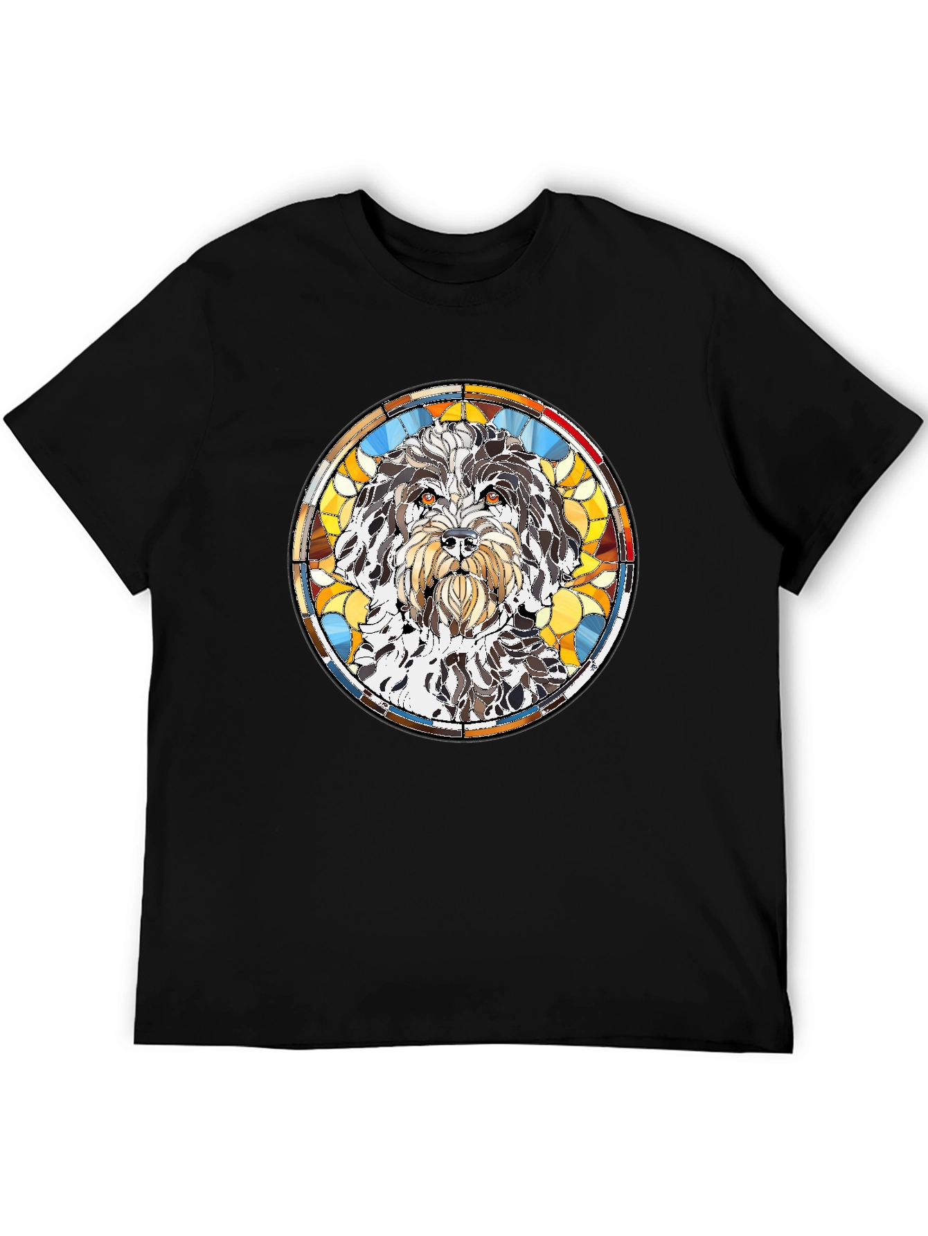 Stained Glass Dog Breed Graphic Tee - Black