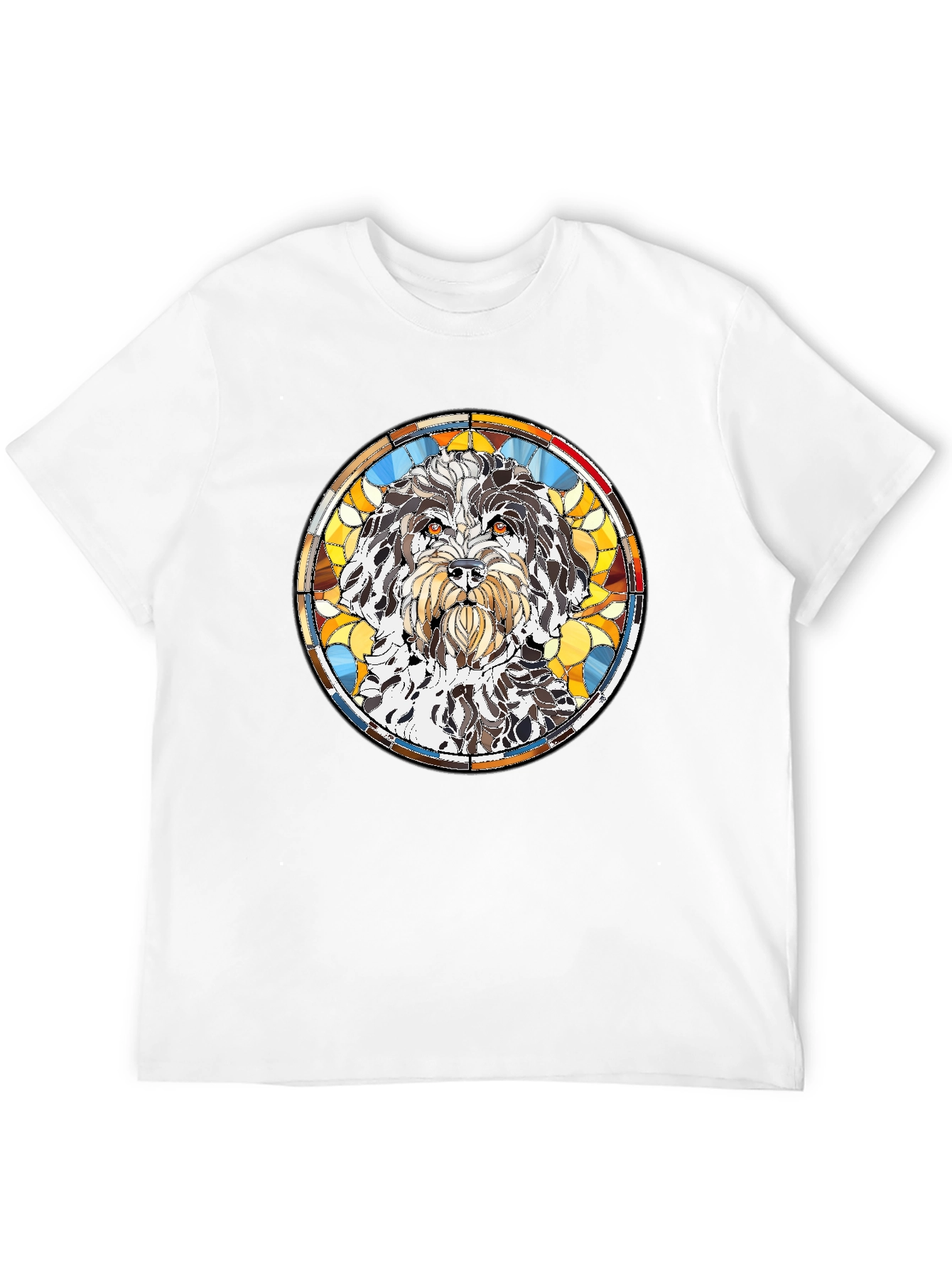Stained Glass Dog Breed Graphic Tee - Black