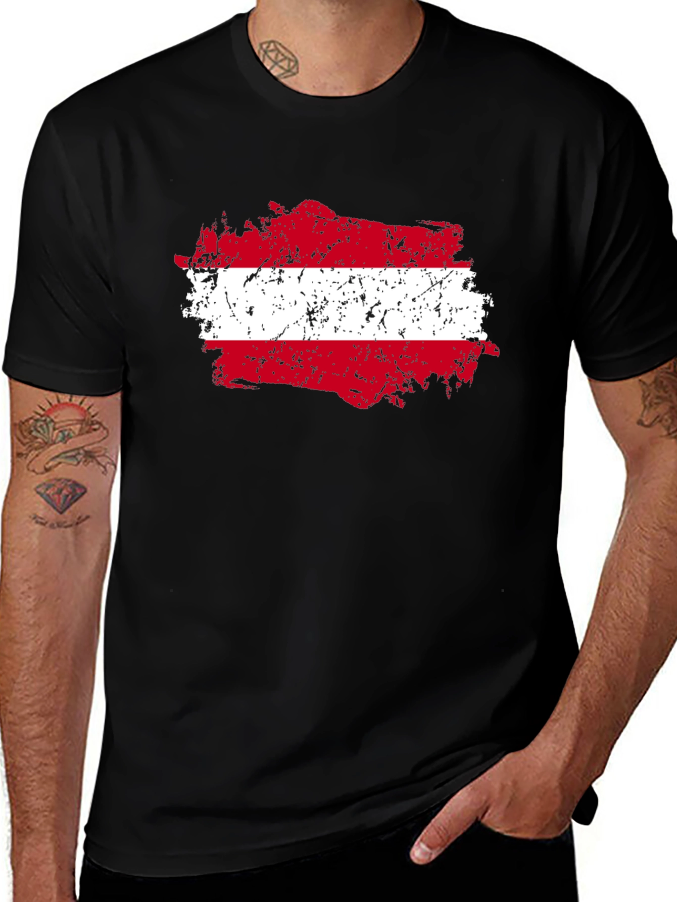 Austria Flag Grunge Style Graphic Tee