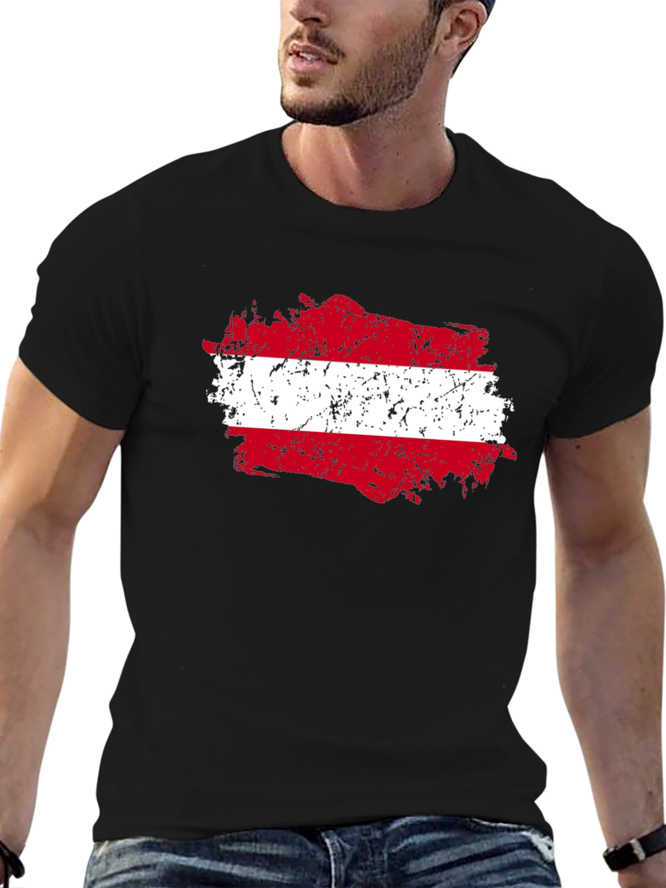 Austria Flag Grunge Style Graphic Tee