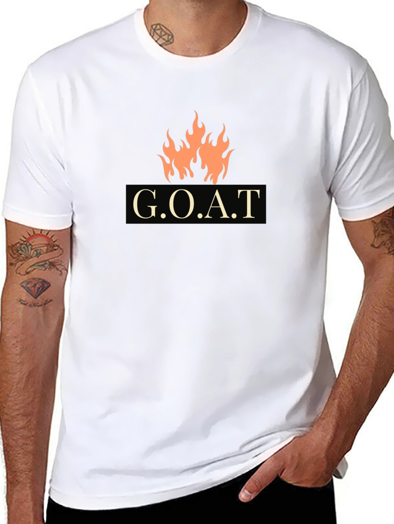 G.O.A.T Graphic Tee - Flame Design Black T-Shirt