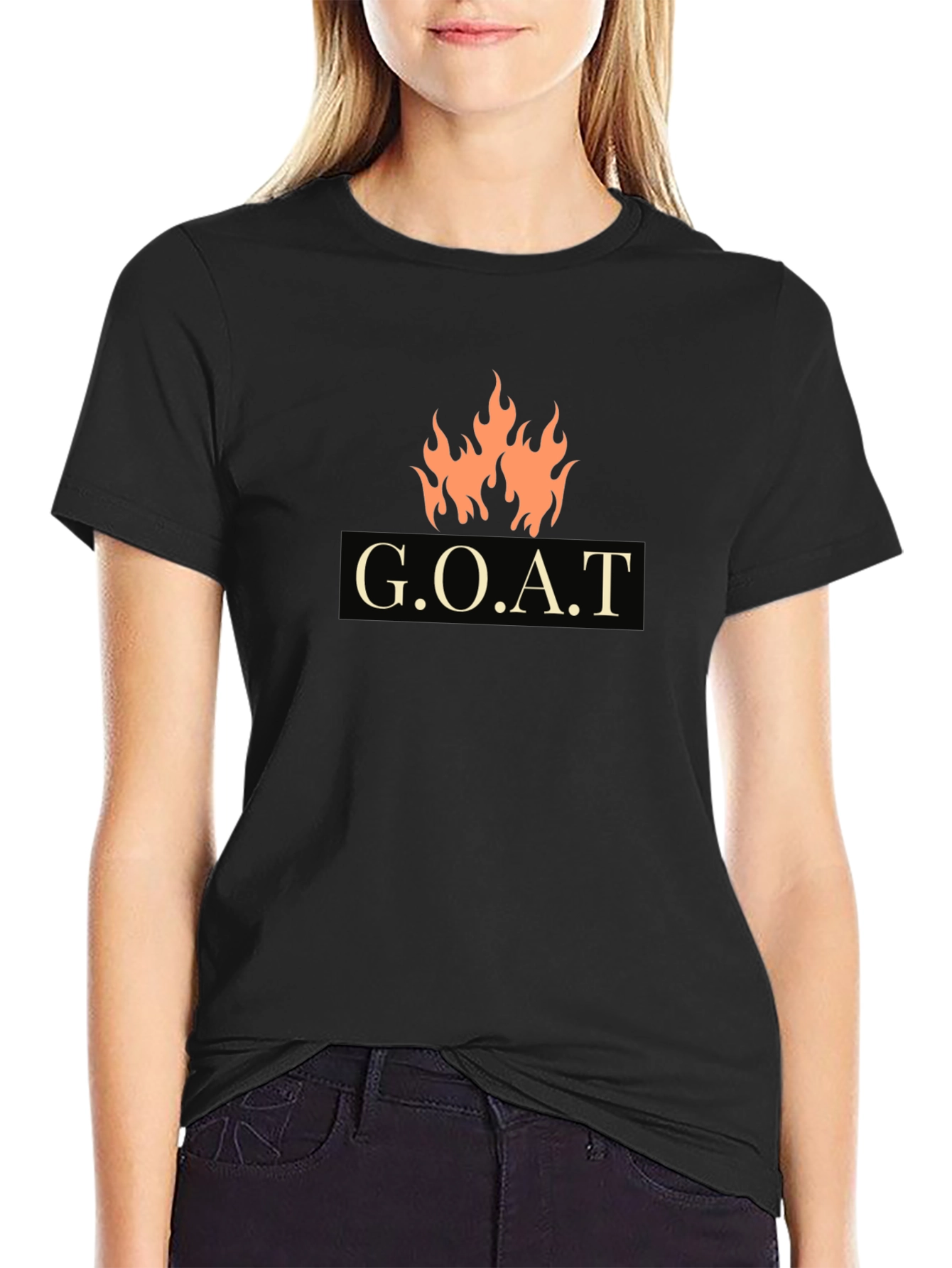 G.O.A.T Graphic Tee - Flame Design Black T-Shirt