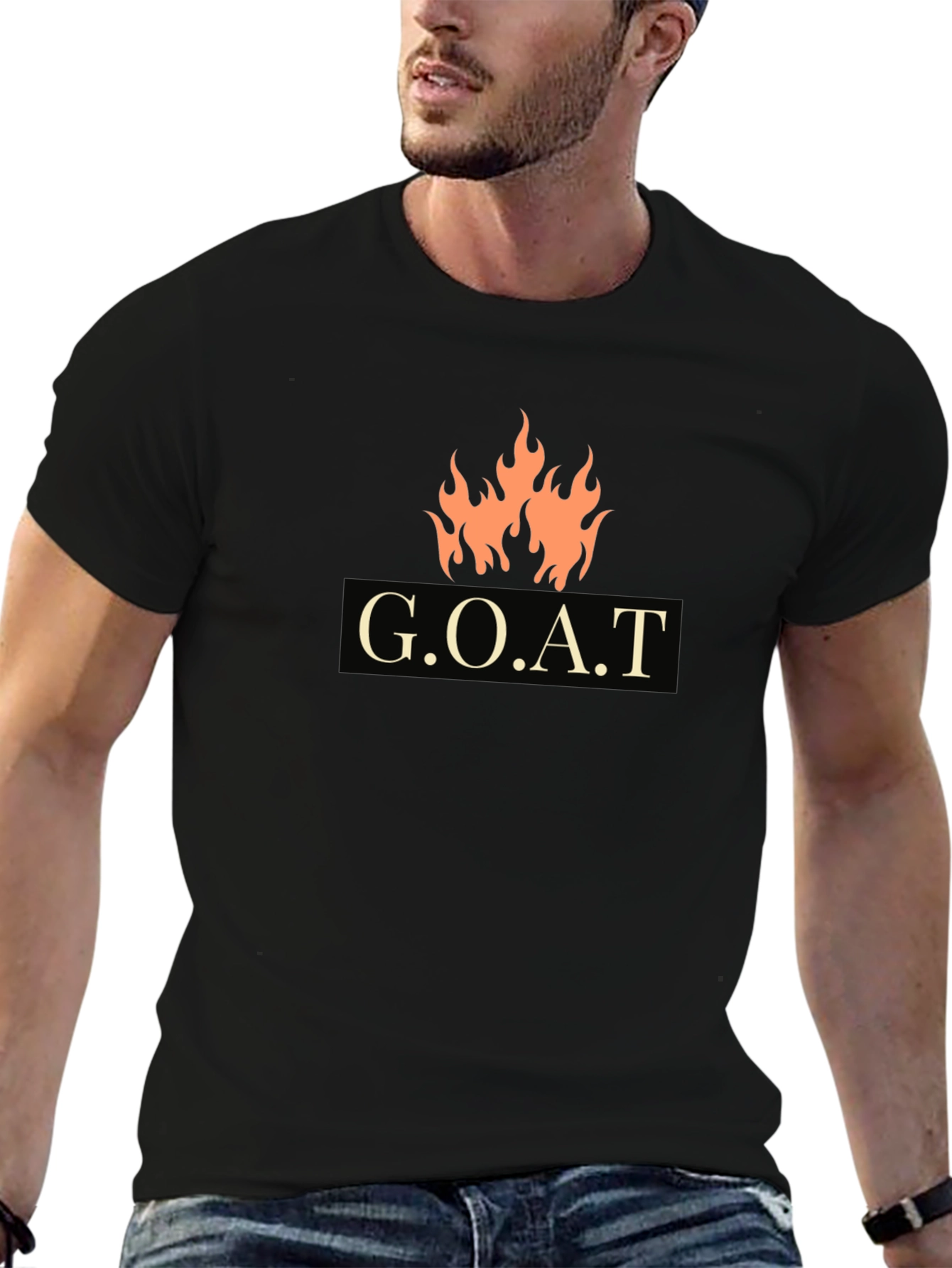 G.O.A.T Graphic Tee - Flame Design Black T-Shirt