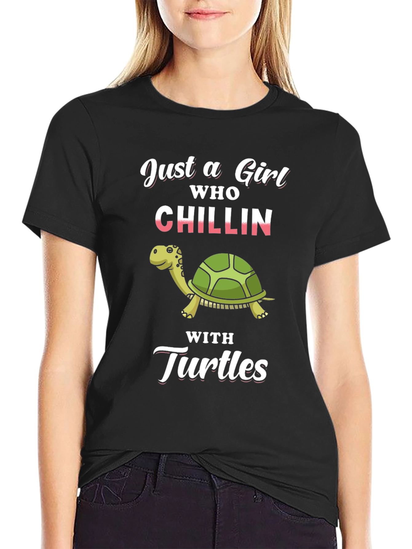 Girl Who Chillin with Turtles Graphic Tee