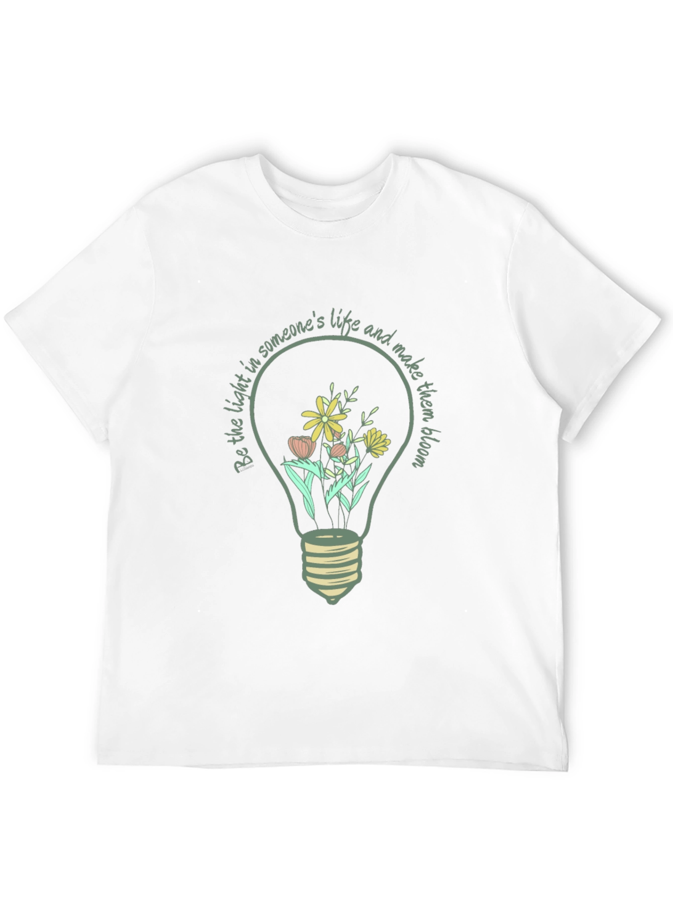 Floral Light Bulb Graphic Tee - Inspirational Design
