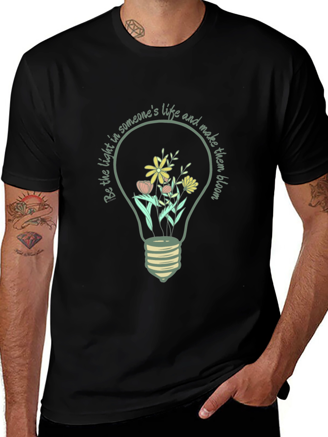 Floral Light Bulb Graphic Tee - Inspirational Design