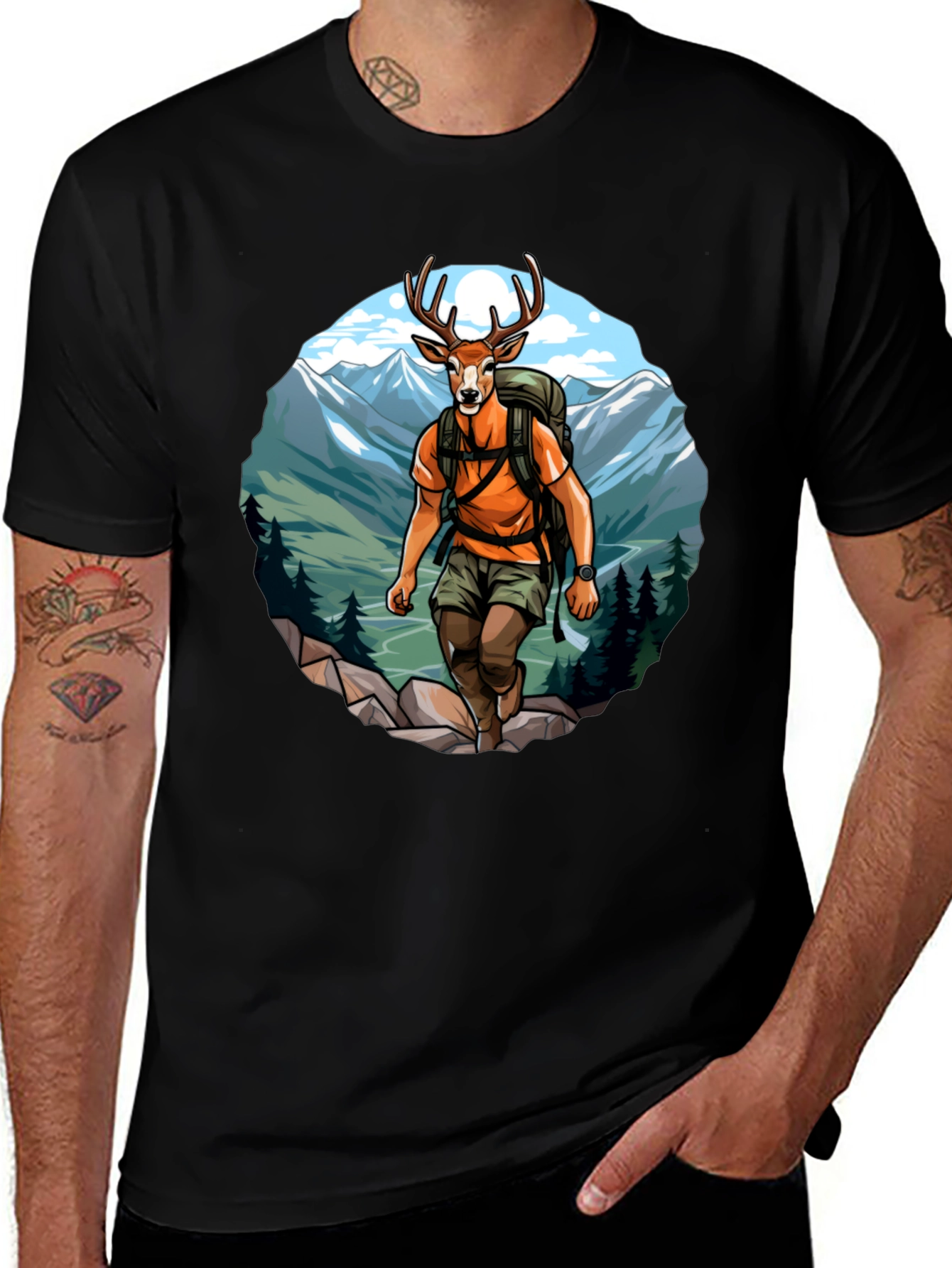 Deer Hiker Graphic T-Shirt - Adventure Apparel
