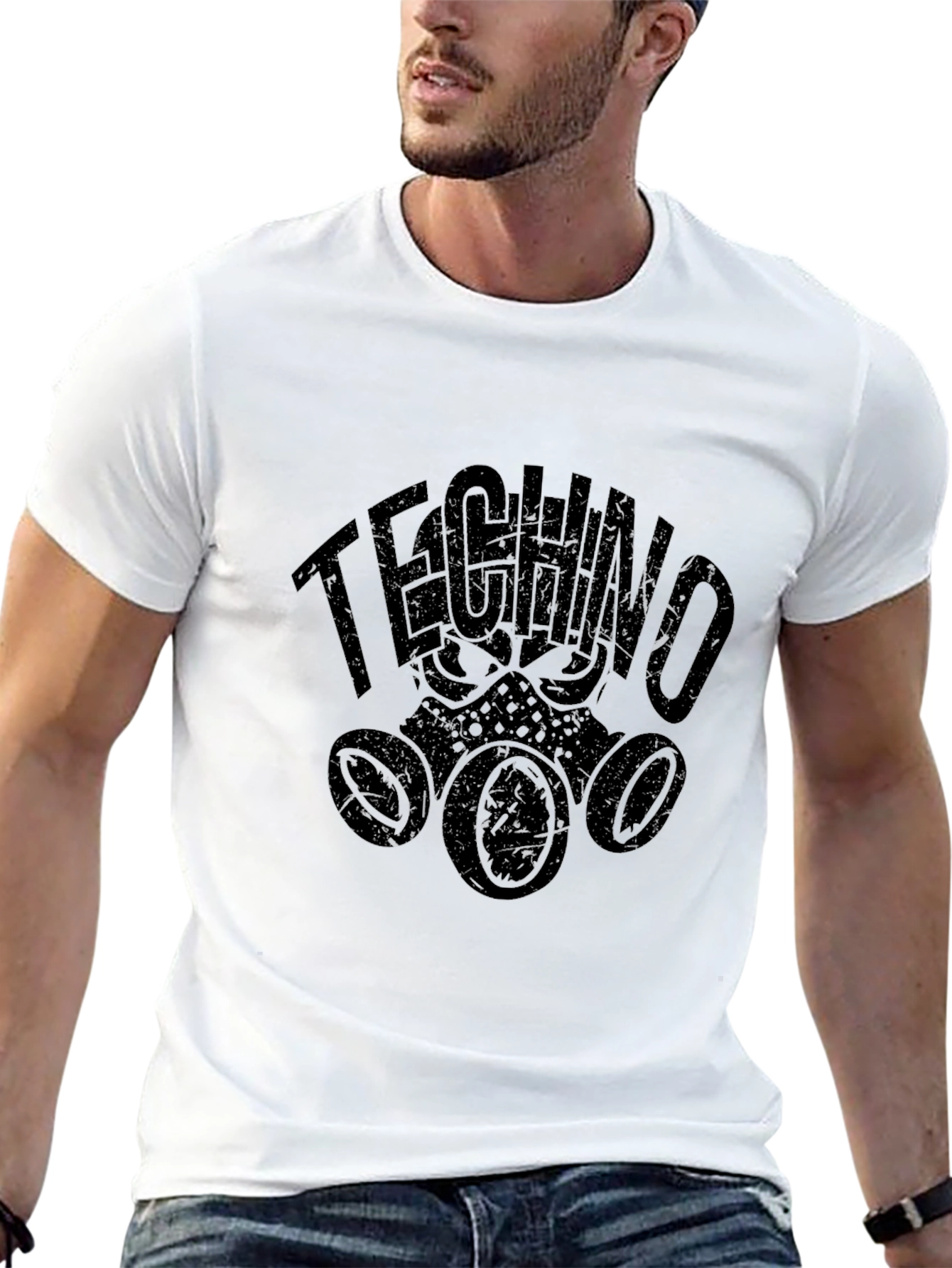 Techno Gas Mask T-Shirt - Distressed Graphic Tee