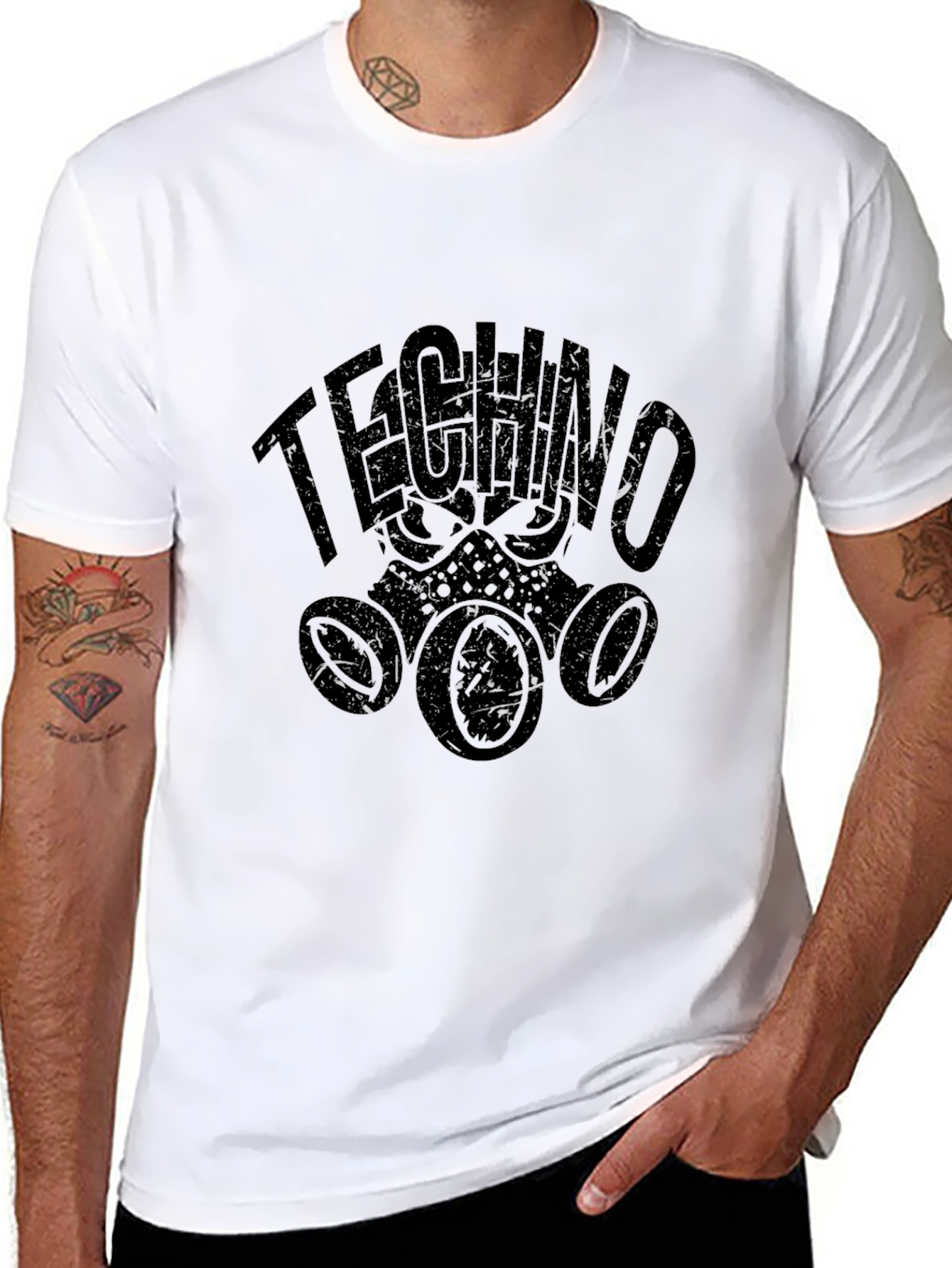 Techno Gas Mask T-Shirt - Distressed Graphic Tee