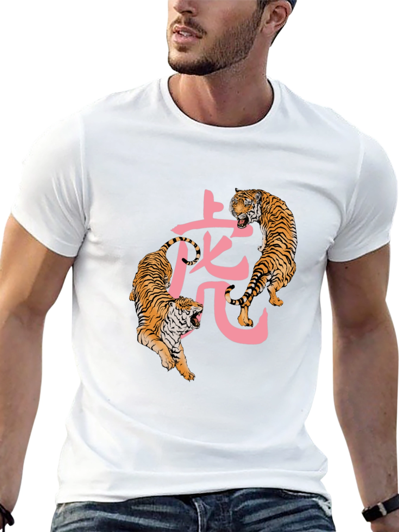 Tiger Graphic Tee - Mens Black Crew Neck T-Shirt